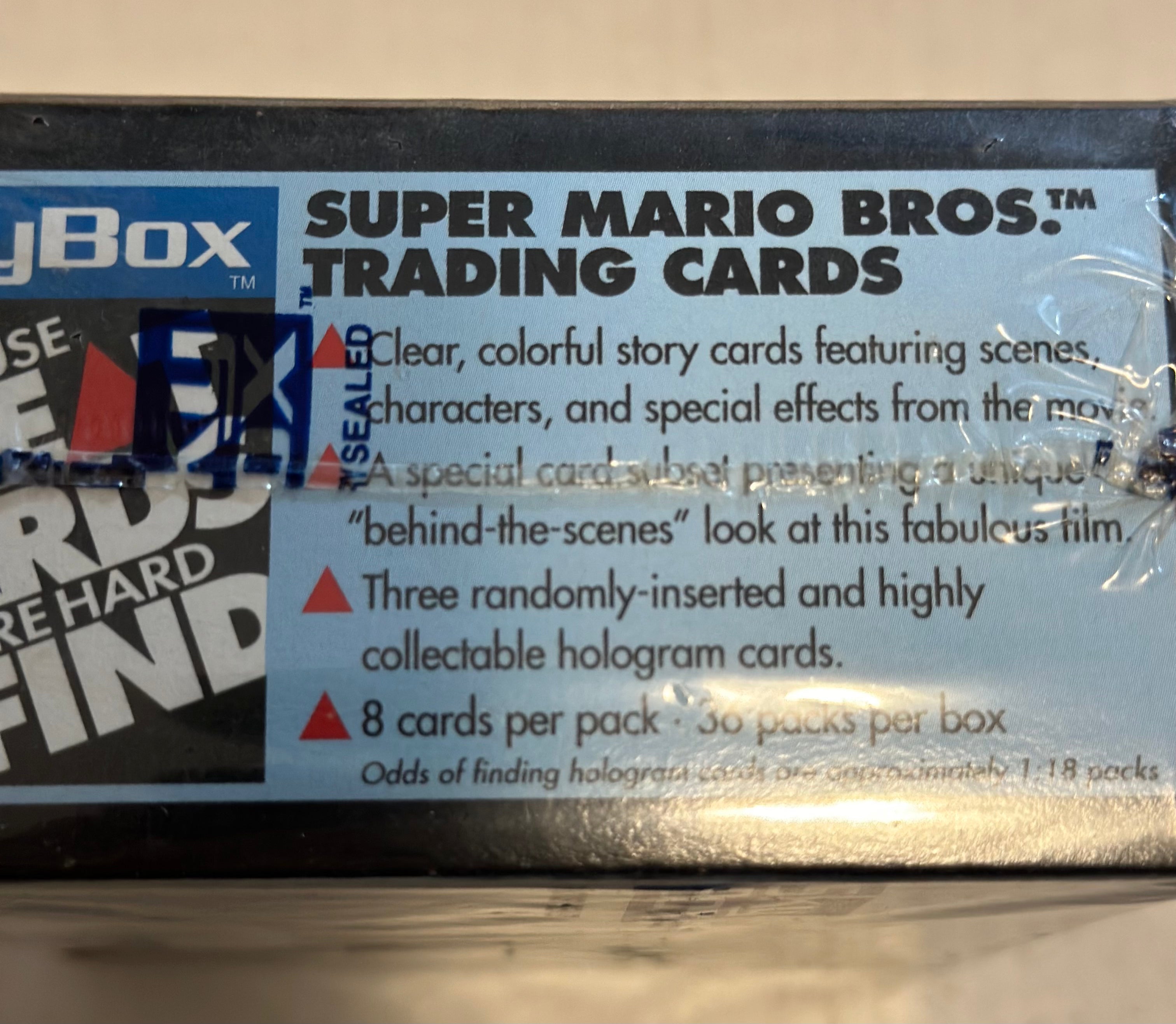  Mario brothers movie cards, box 36 packs factory sealed 1993