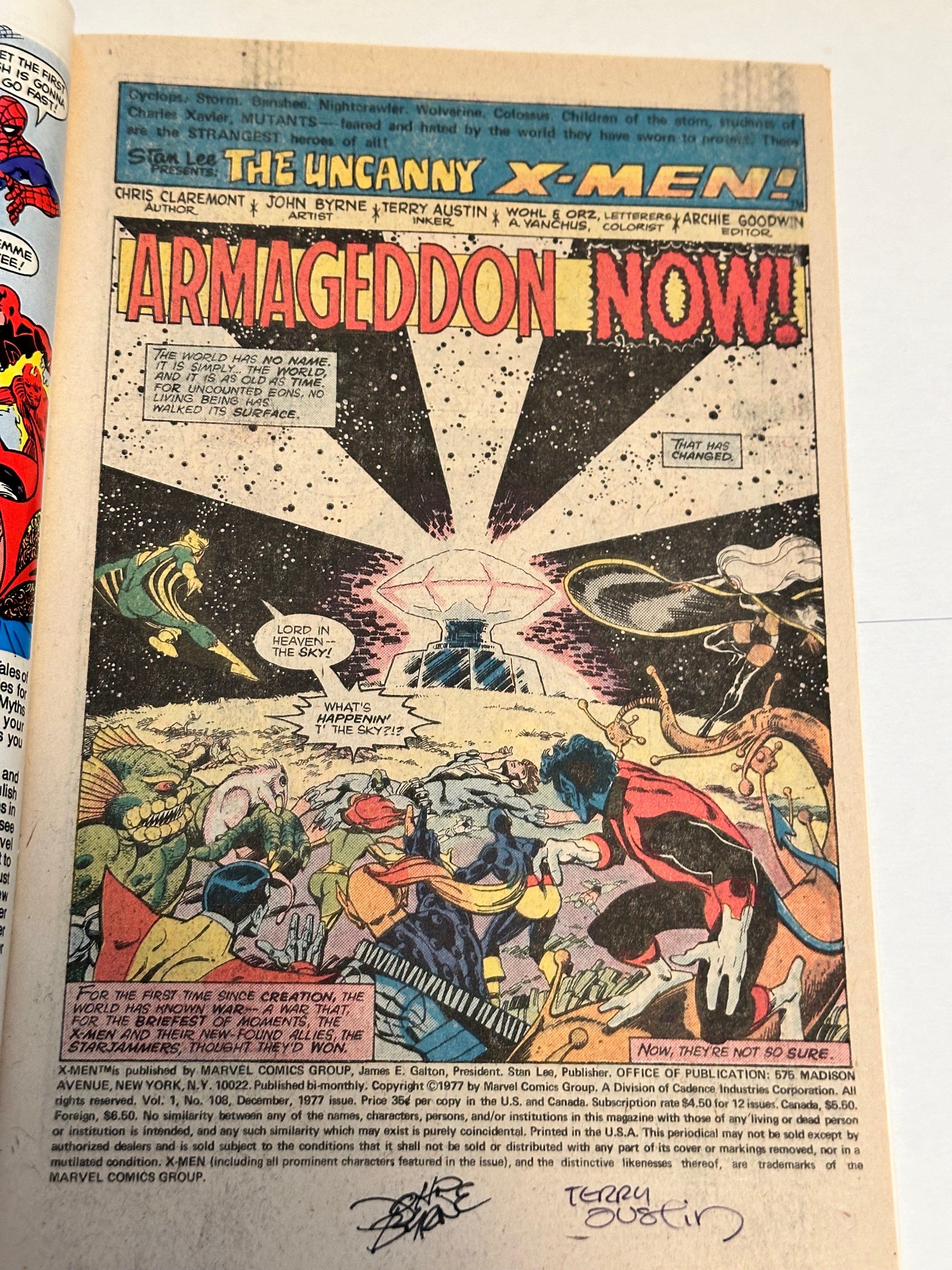 X-Men #108 (first John Byrne )high grade condition signed comic book 1977