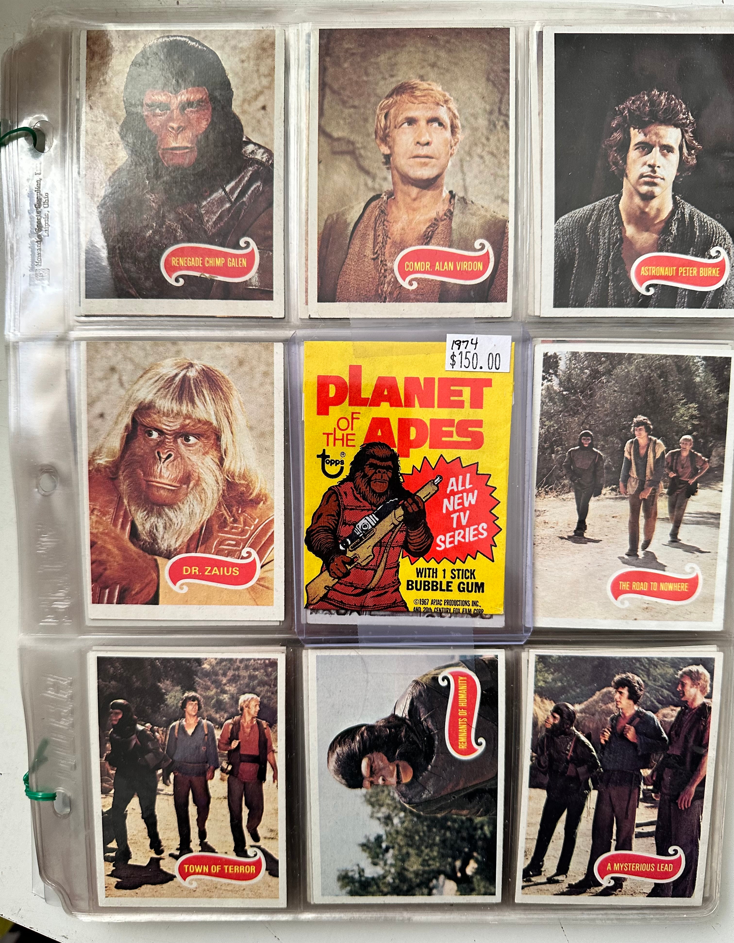 Planet of the Apes TV show vintage cards set with wrapper 1974