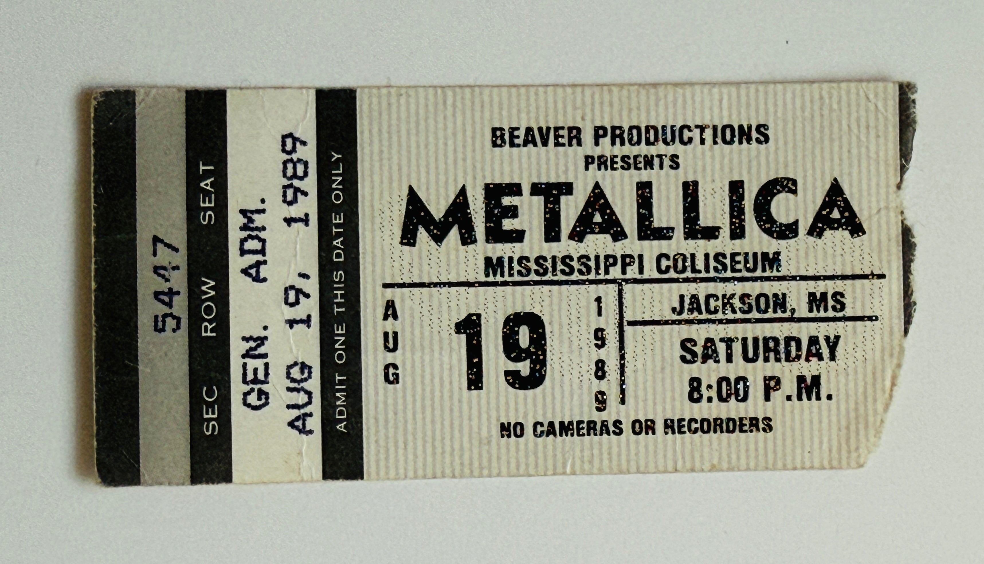 Metallica vintage Concert Ticket 1989
