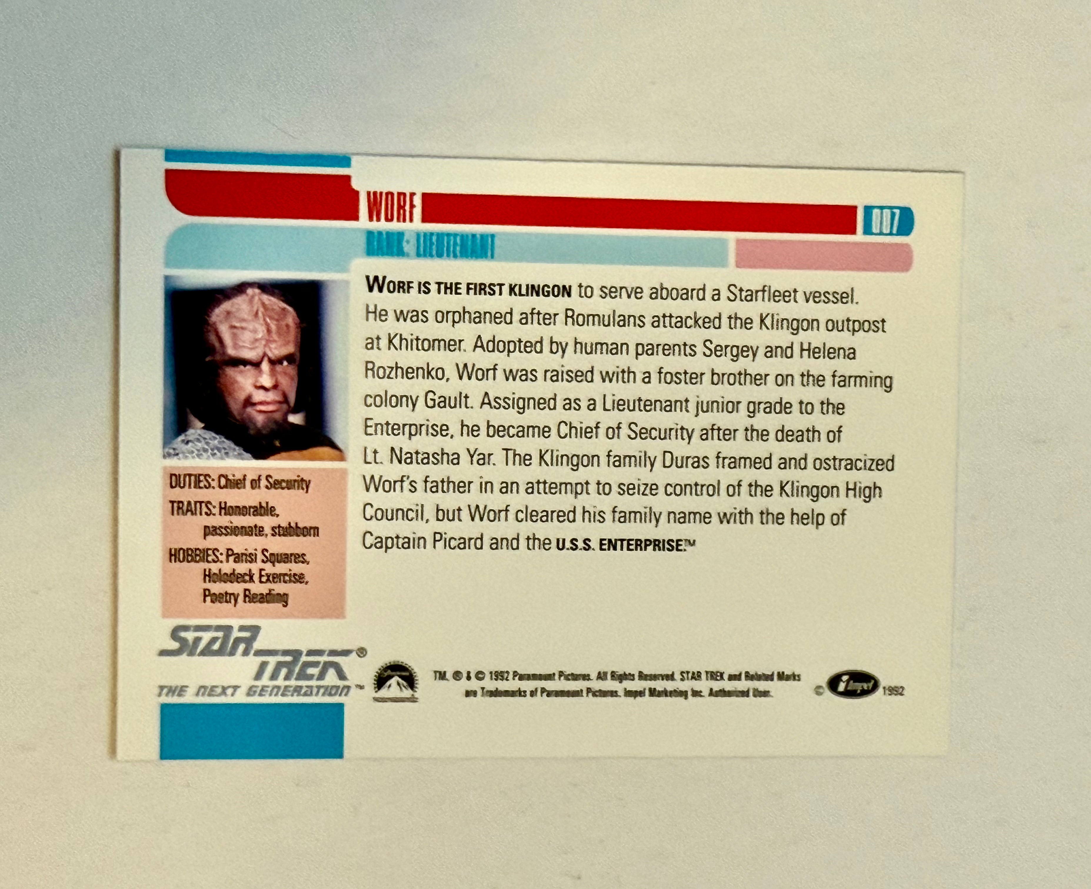 Star Trek, Michael Dorn autograph card with COA