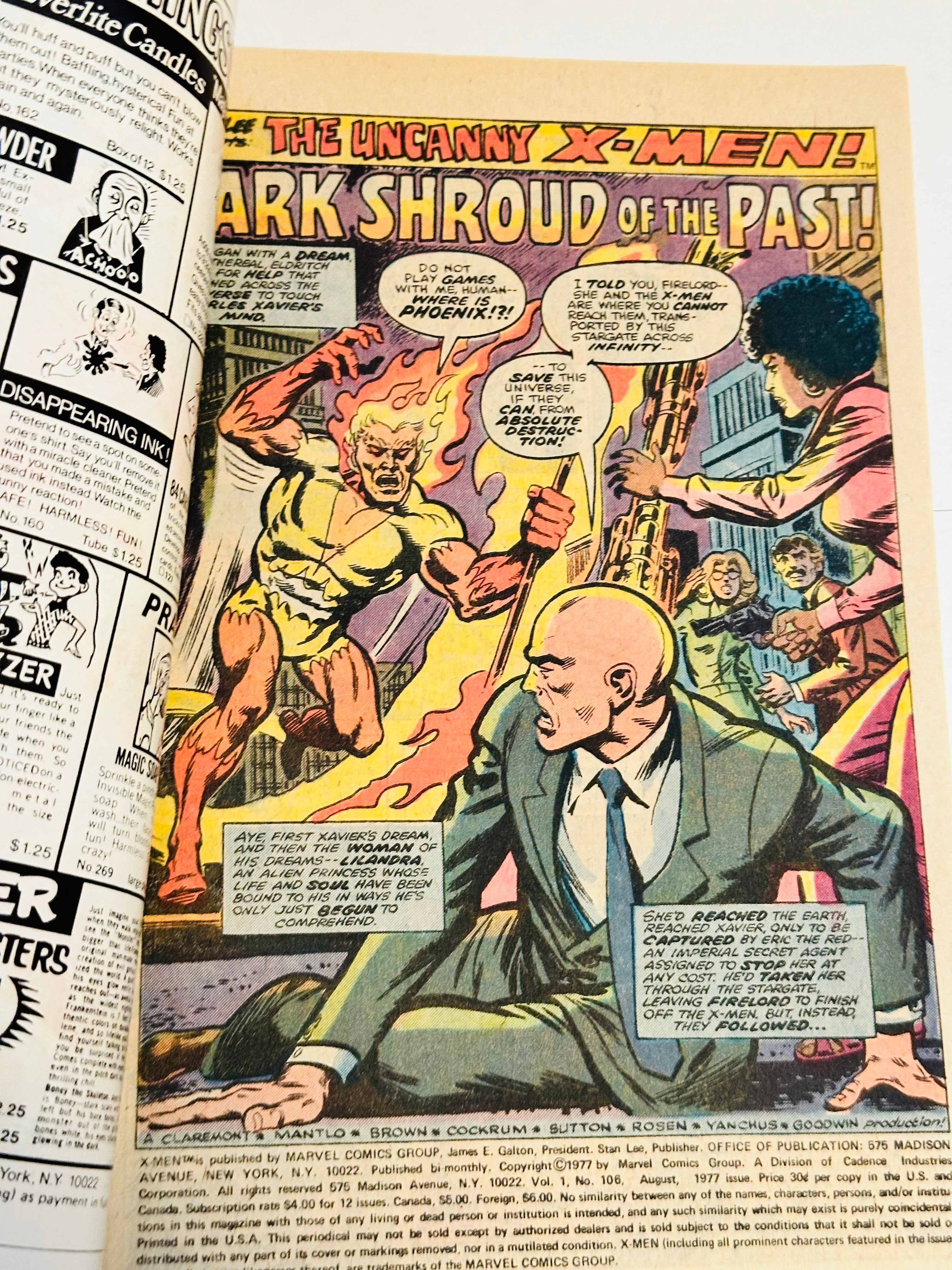 X-Men #106 Vf condition comic book 1970