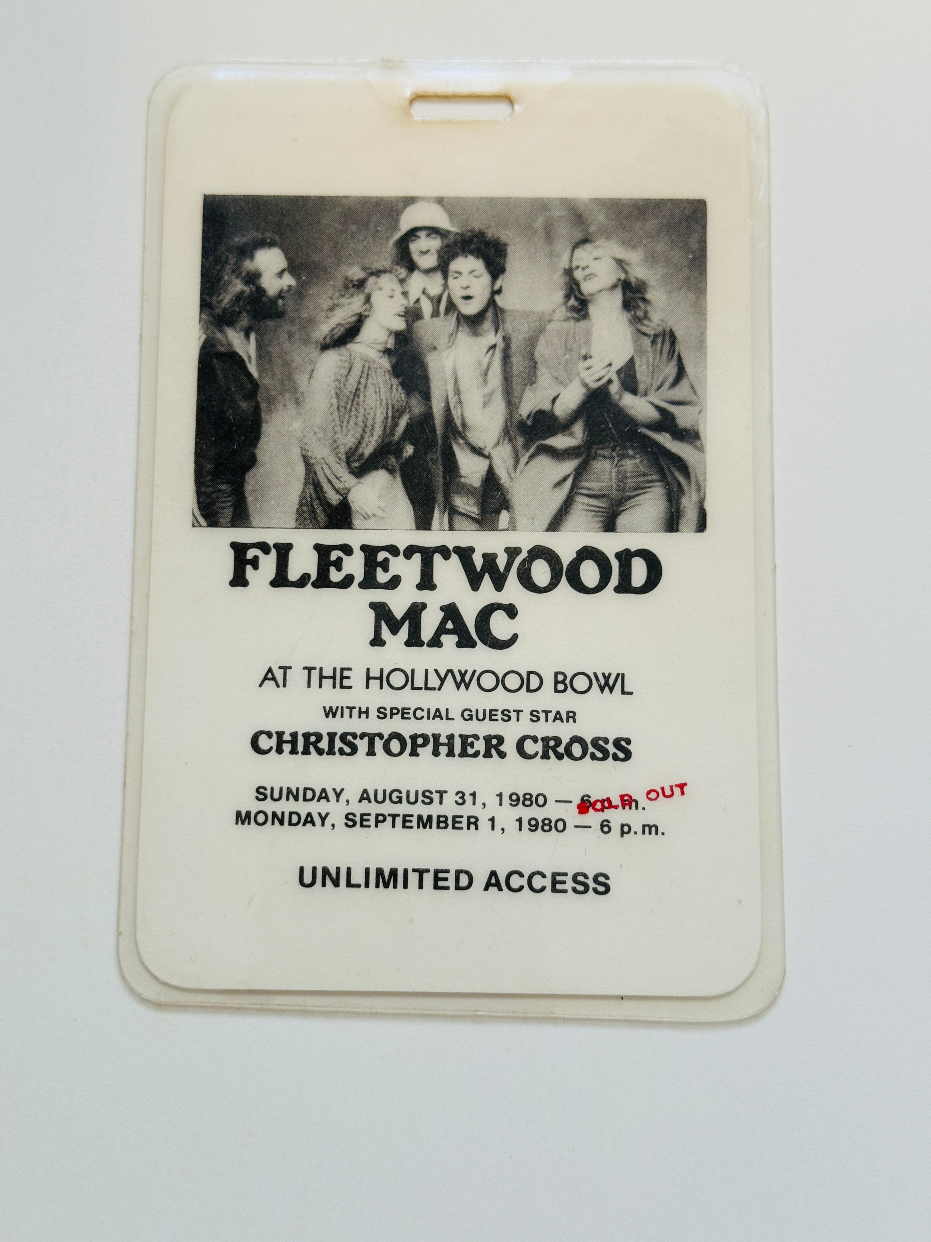 Fleetwood Mac backstage rare Security pass 1980