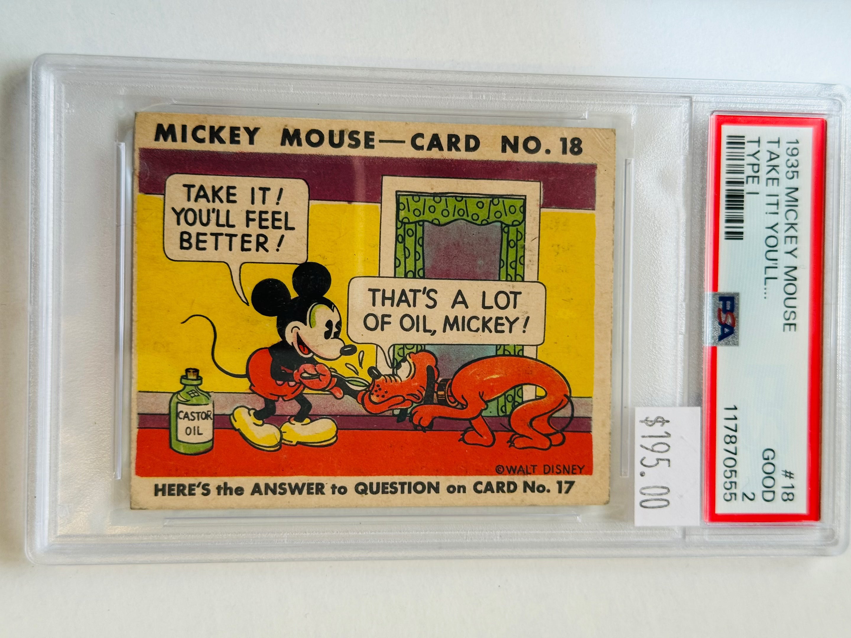 Mickey Mouse, Disney rare PSA graded vintage card 1933