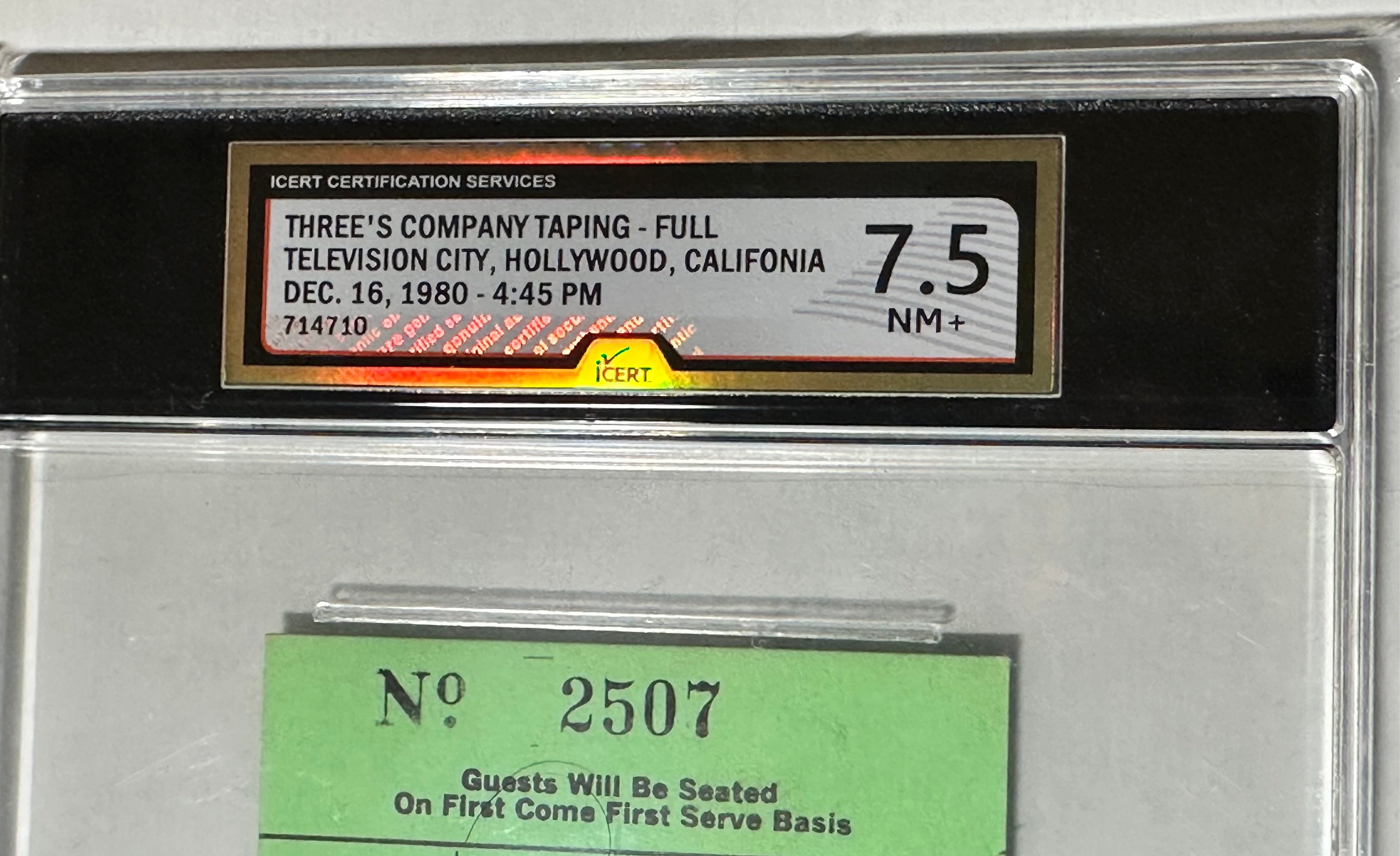 Threes company television series original taping of episode high grade ticket 1980