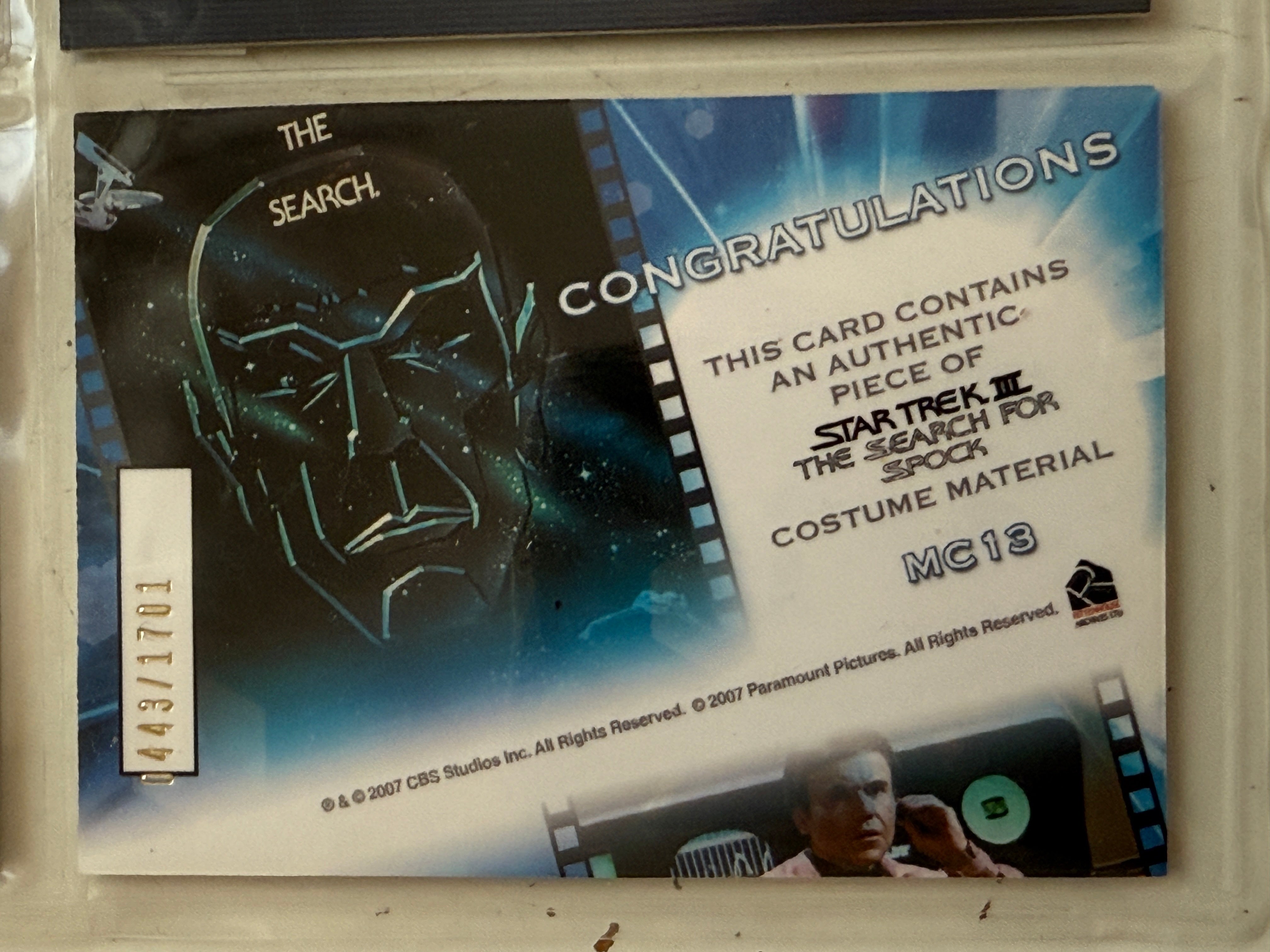 Star Trek Walter Koenig, rare autographed memorabilia insert card with COA