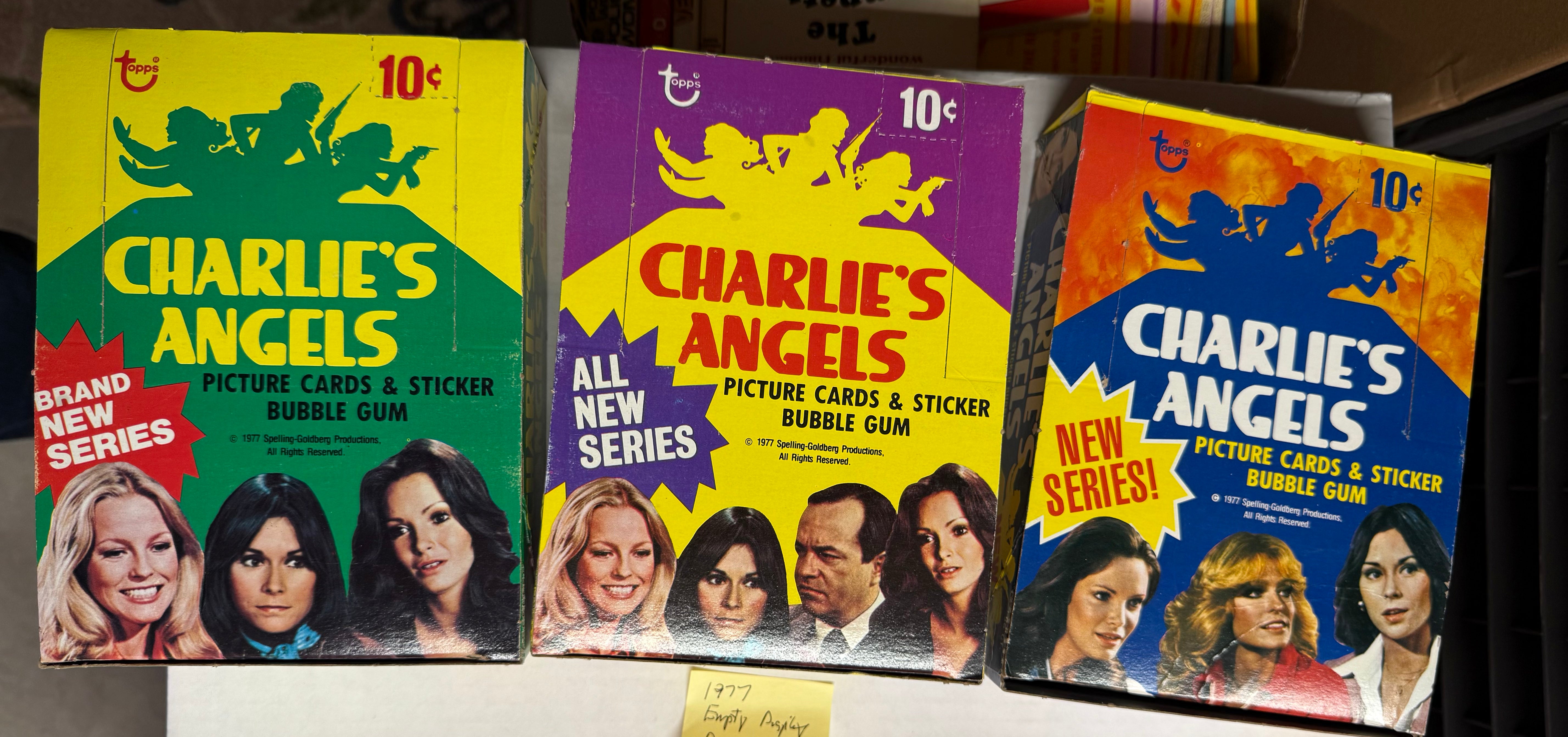 Charlie’s Angels TV show three display card boxes 1977