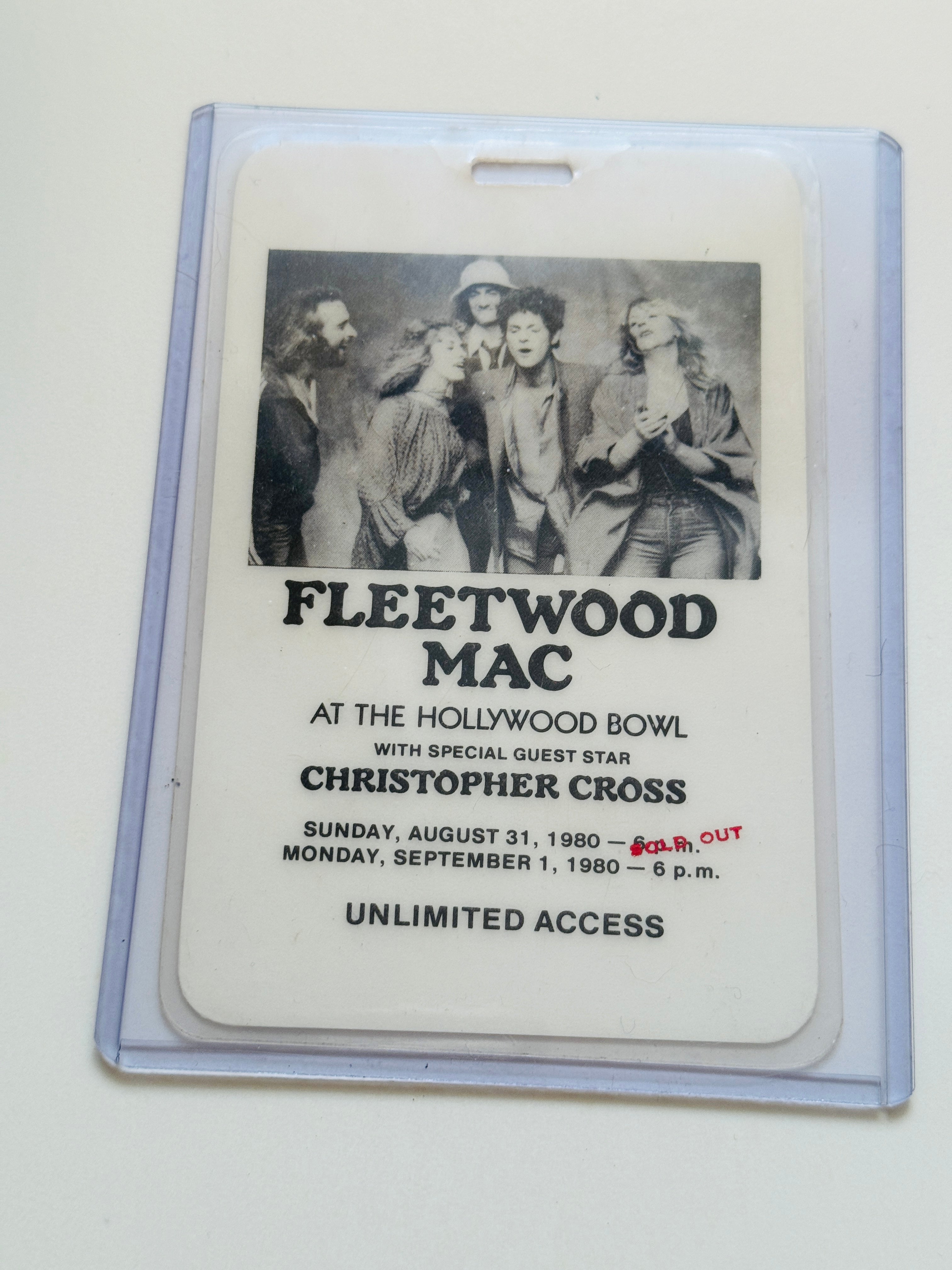 Fleetwood Mac backstage rare Security pass 1980