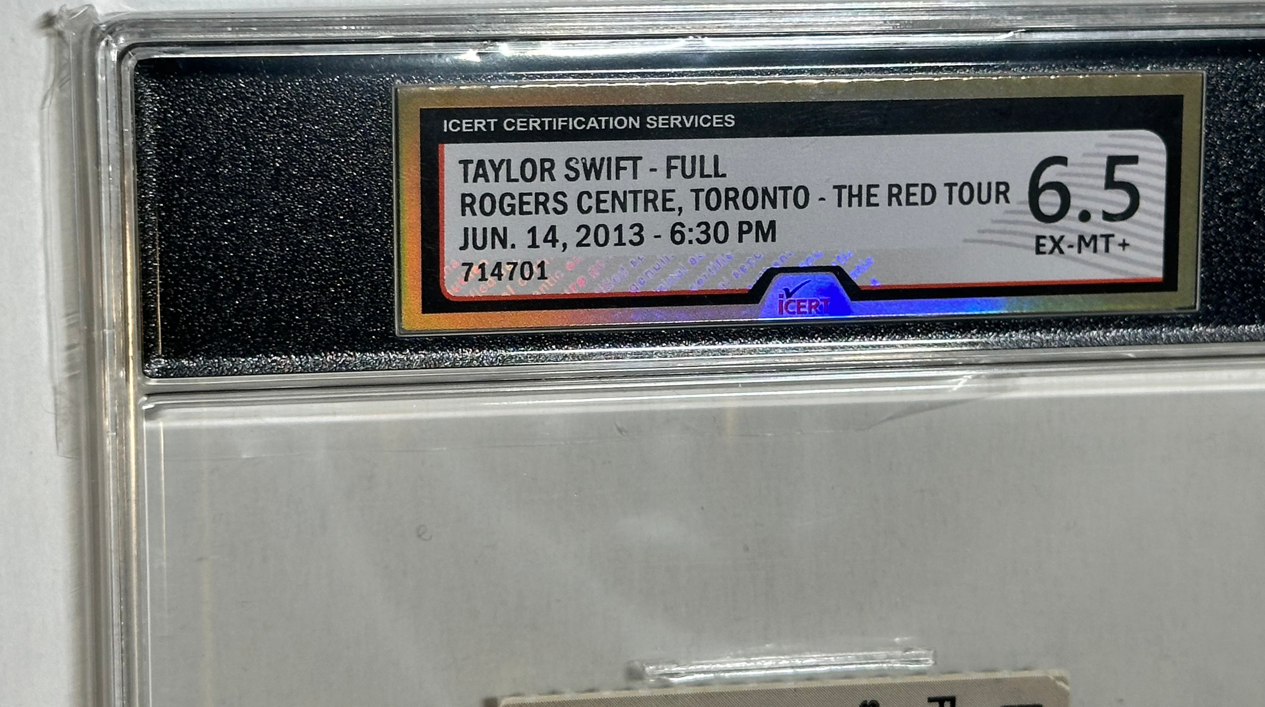 Taylor Swift rare vintage graded concert ticket 2013