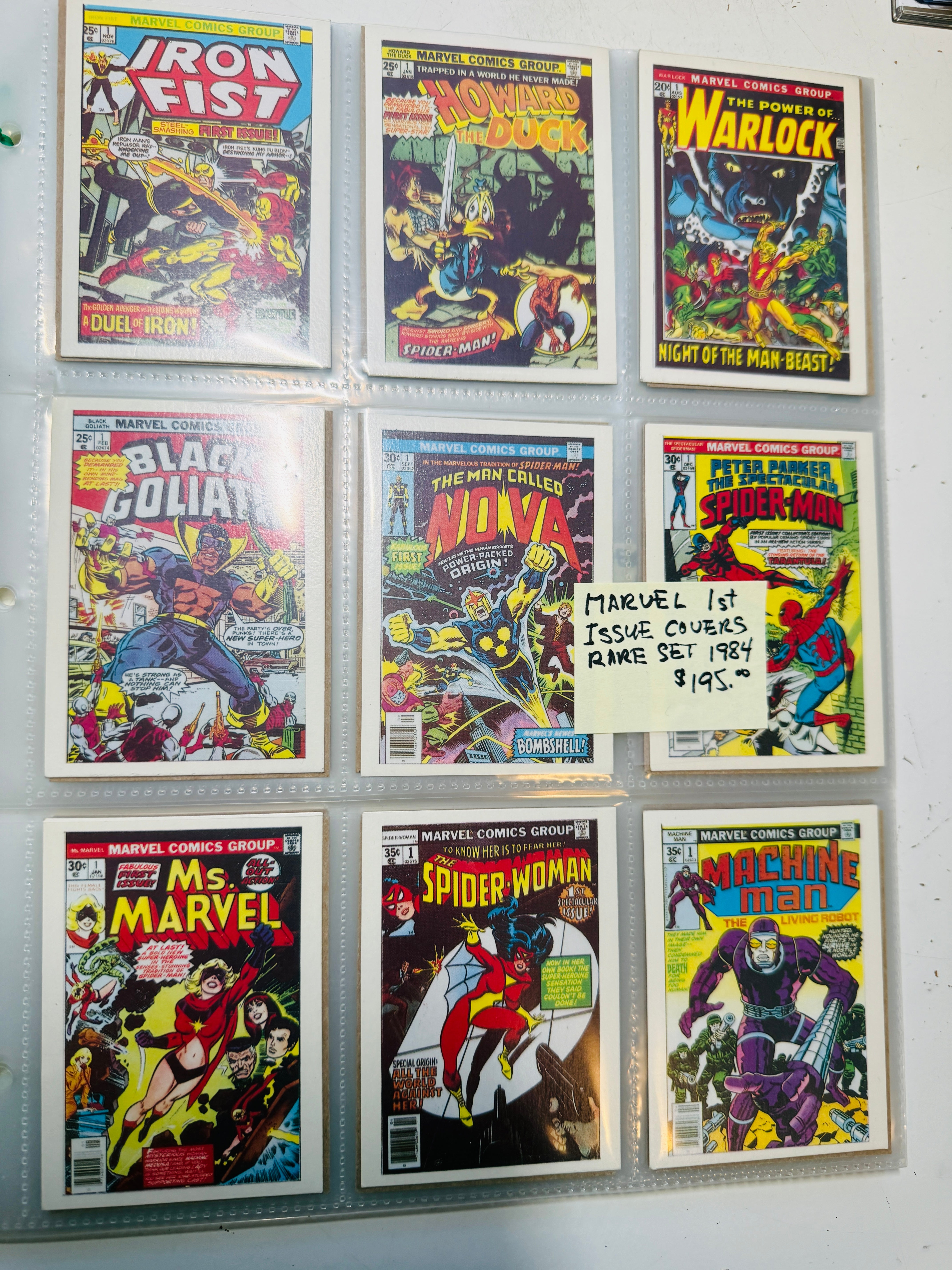 Marvel first issue covers vintage rare cards set in pages 1984