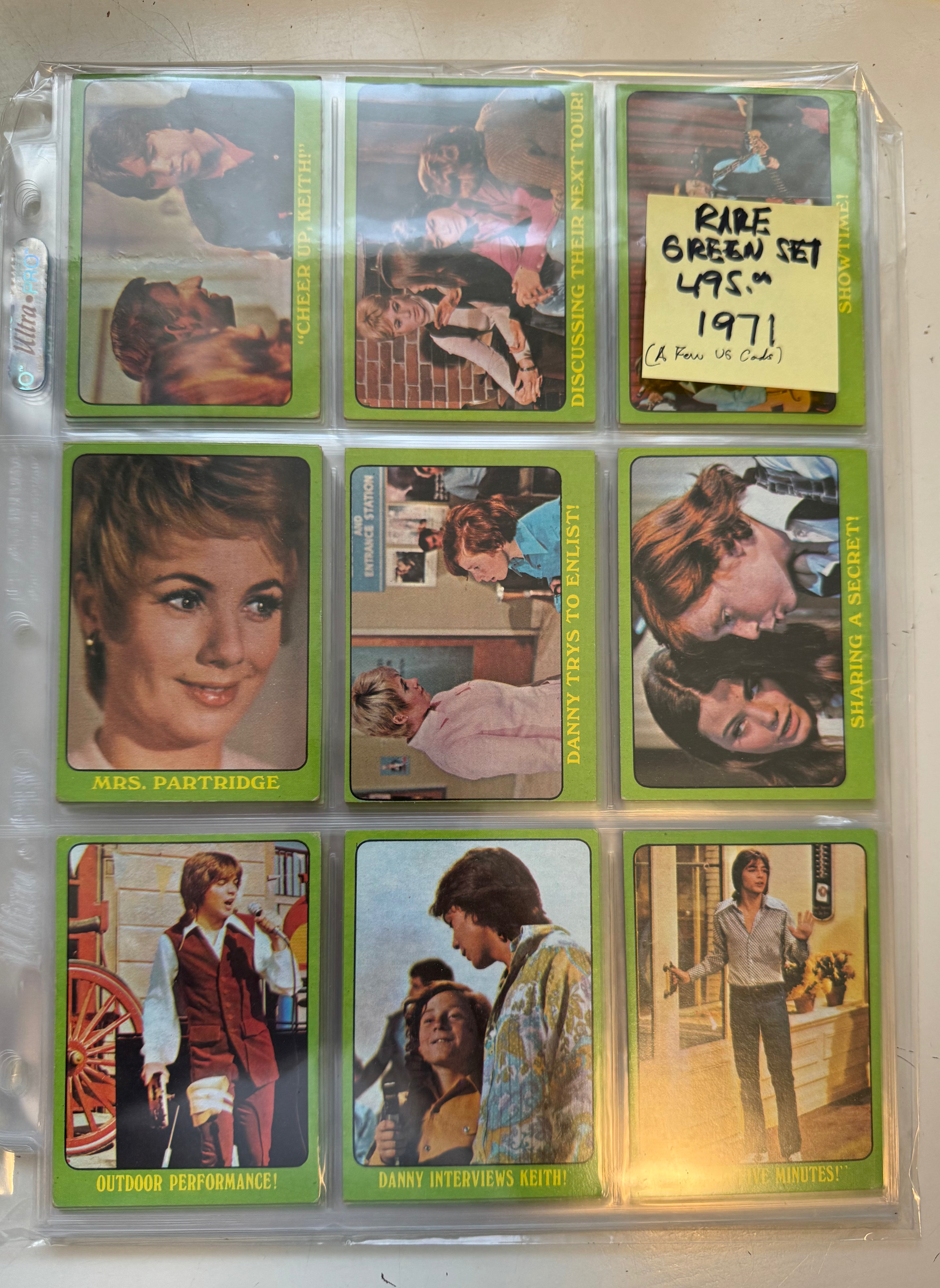 Partridge family TV show rare series 3 cards set 1971