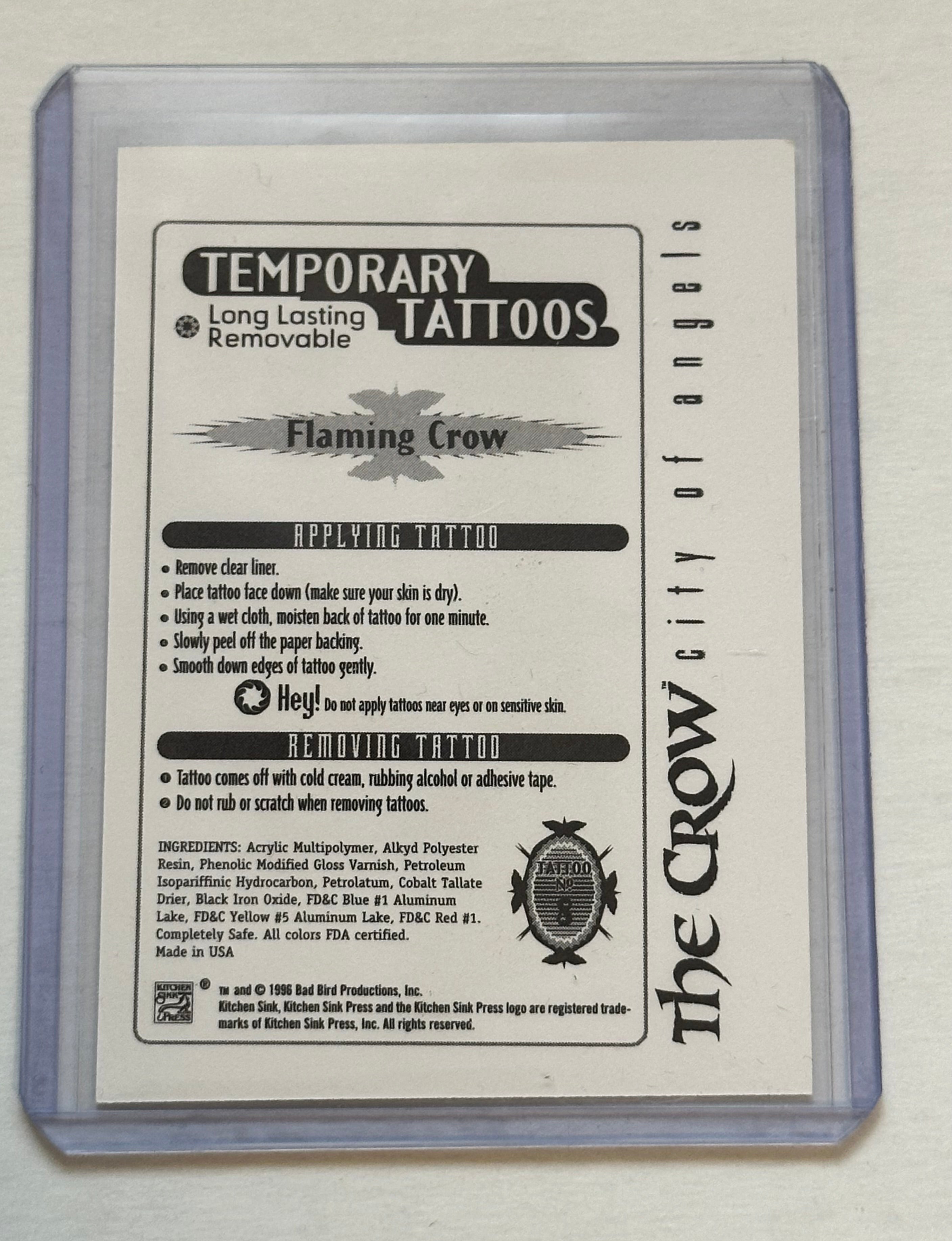 The Crow movie James O’Barr autographed tattoo card with COA