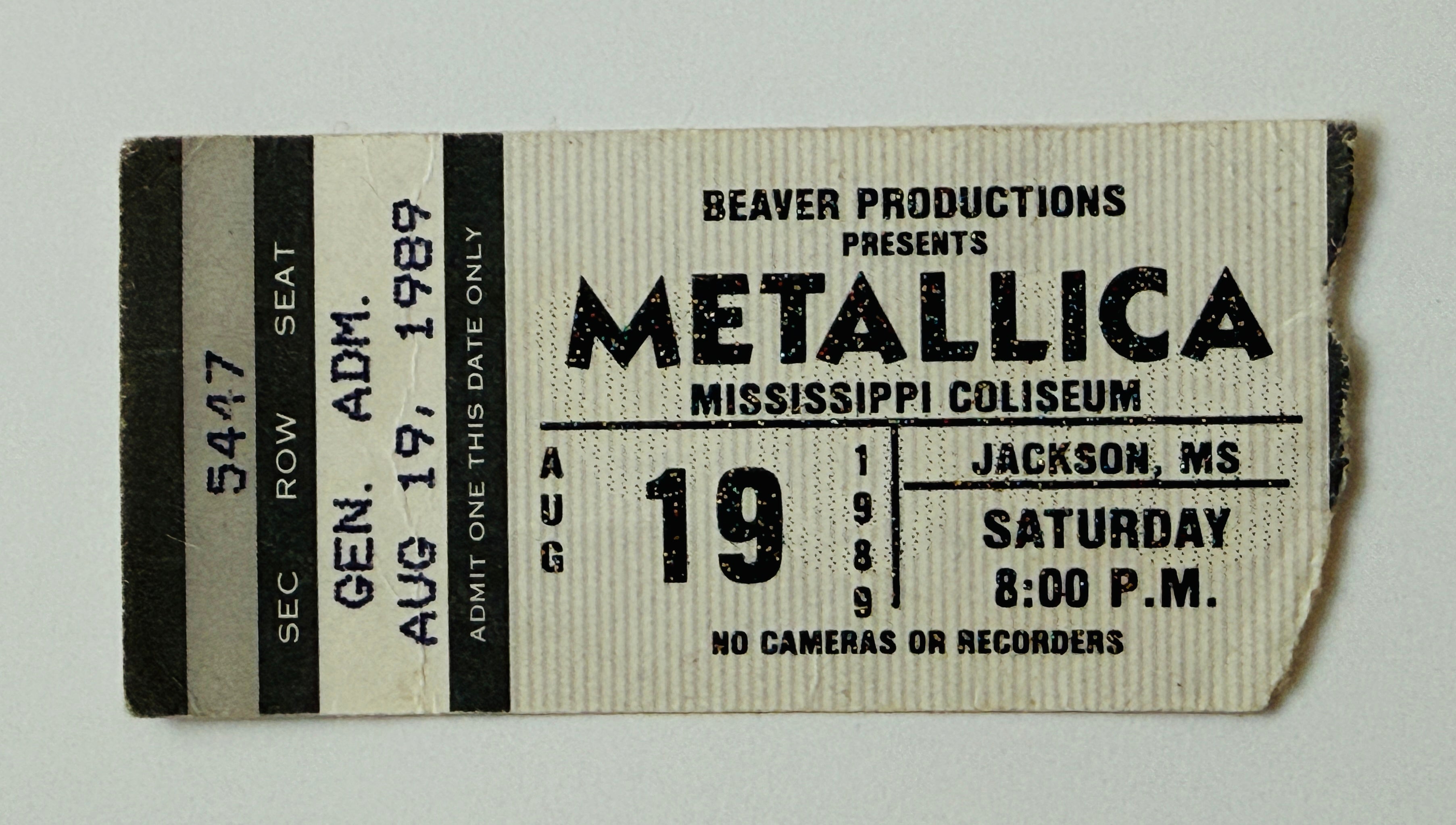 Metallica vintage Concert Ticket 1989