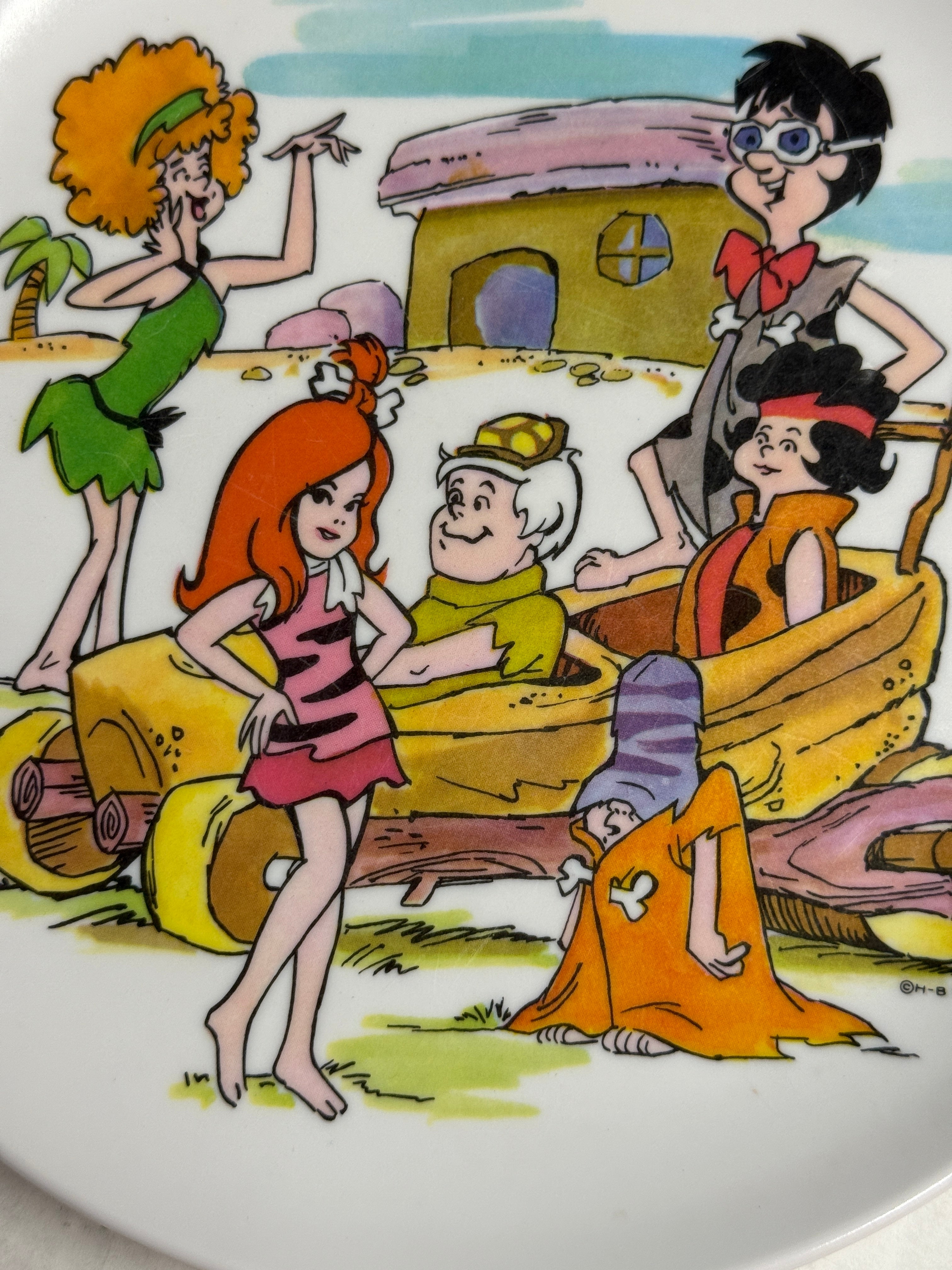 The Flintstones pebbles and Bam Bam plastic plate 1970s