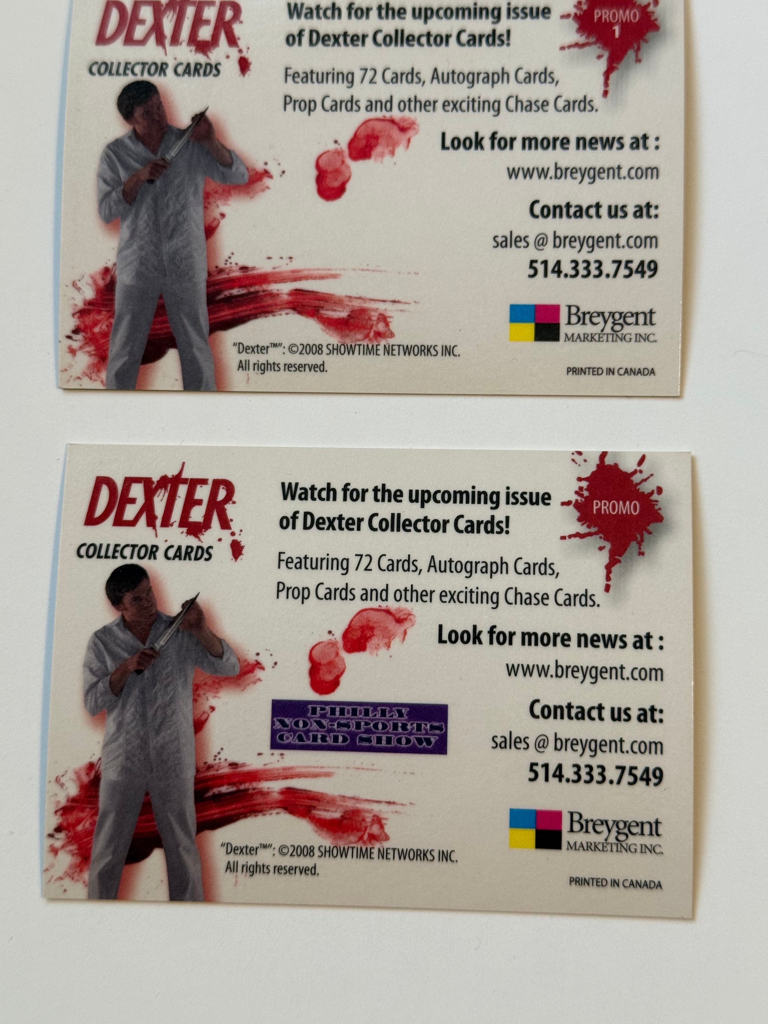 Dexter TV show rare two card promo set 2008