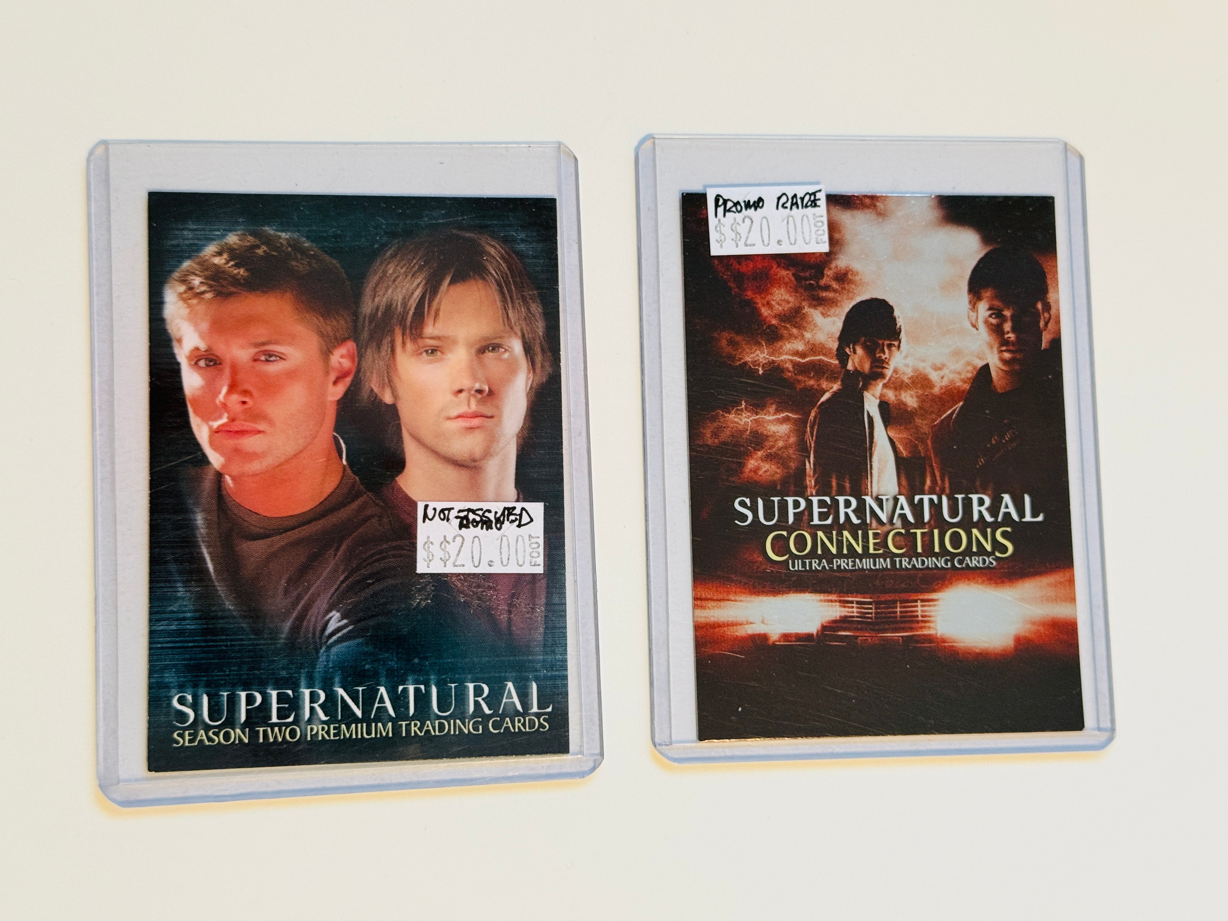 Supernatural TV show two vintage promo cards lot deal