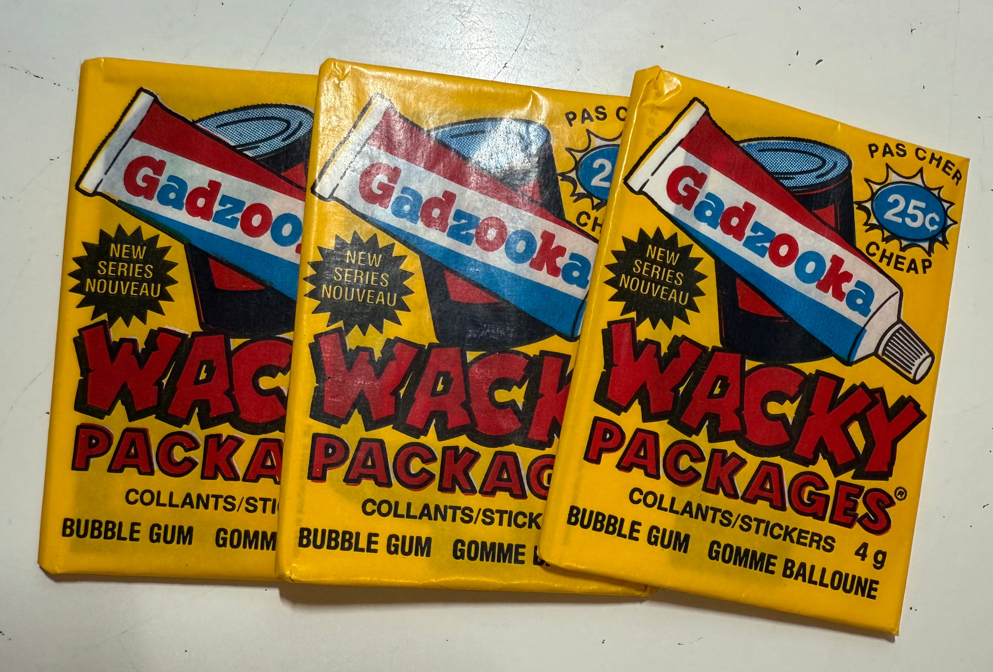 Wacky Packages Opc Canadian version 3 sealed packs 1989