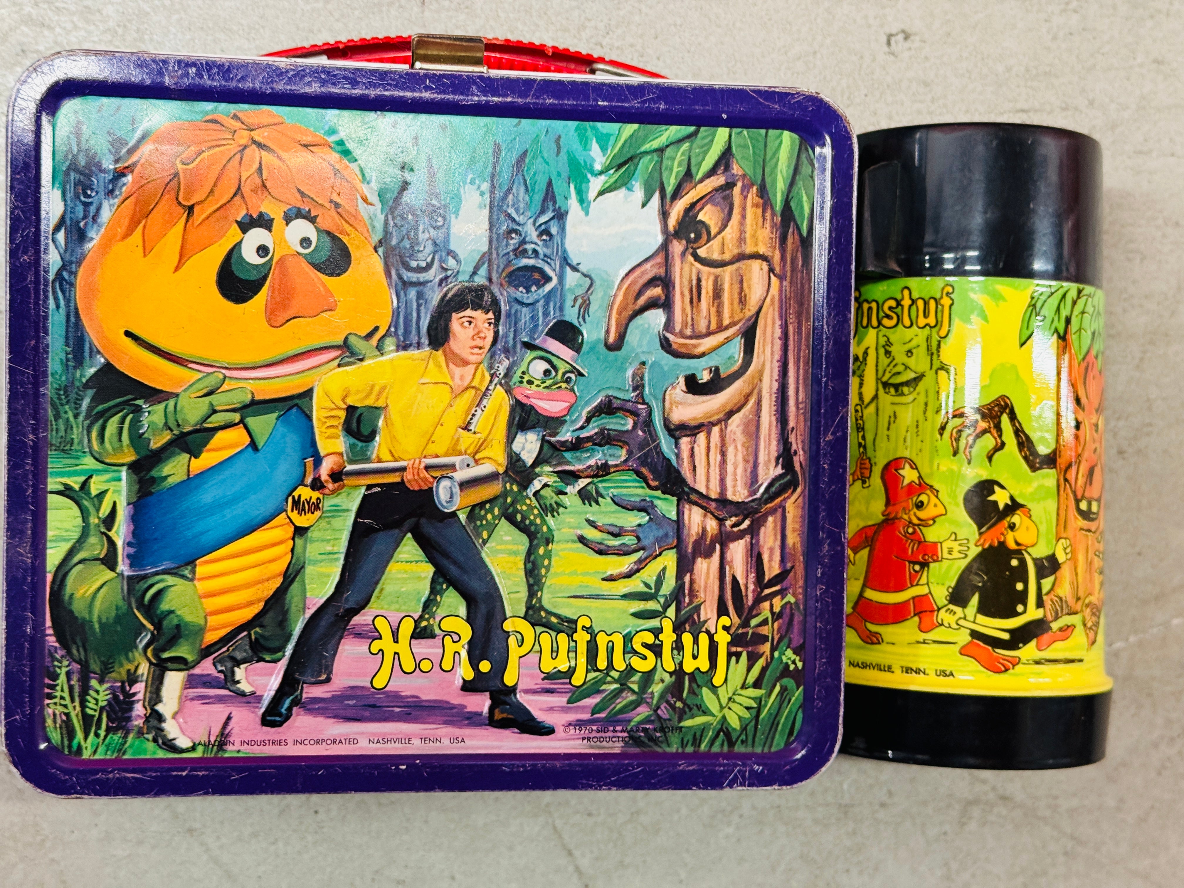 HR Pufnstuf rare TV show Lunch box and Thermos 1970