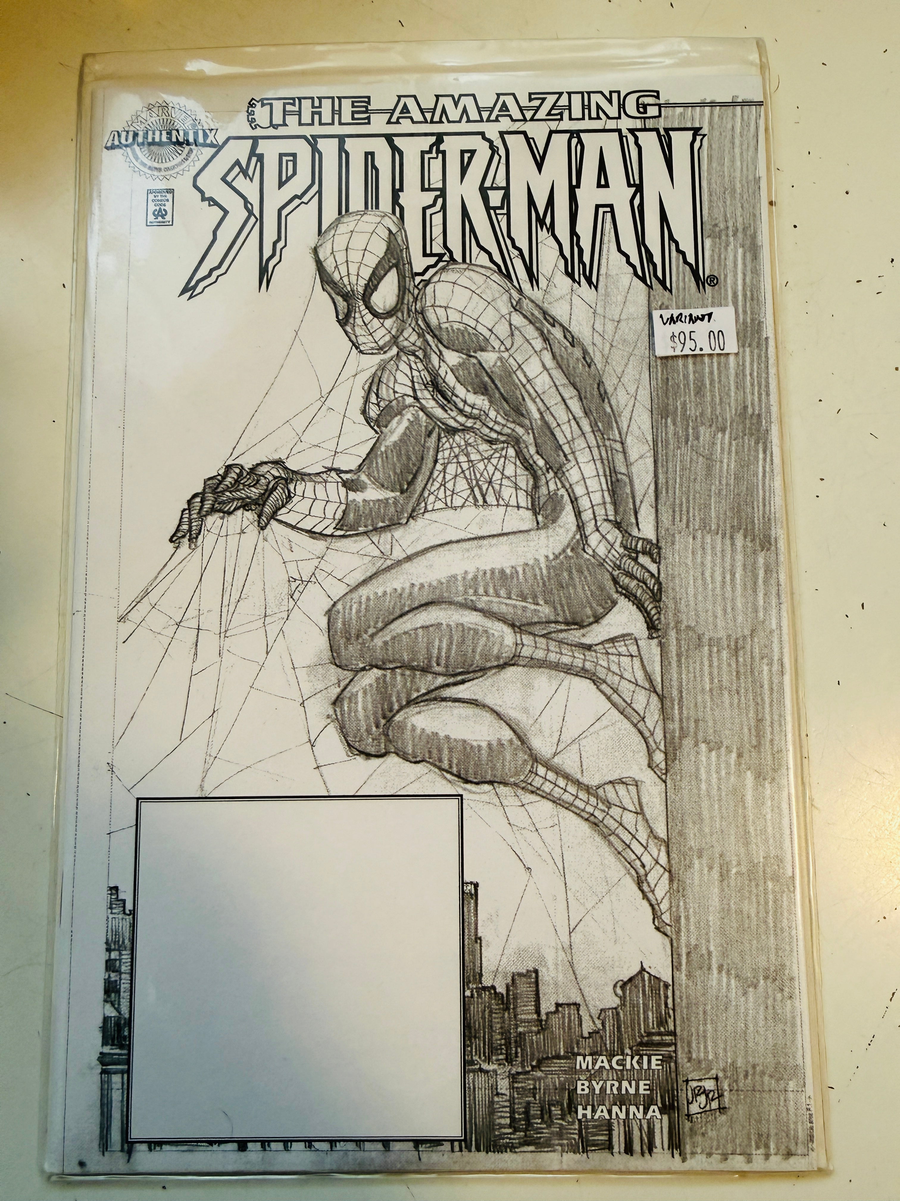 Amazing Spider-Man rare variant sketch comic book with COA and Hologram Marvel seal