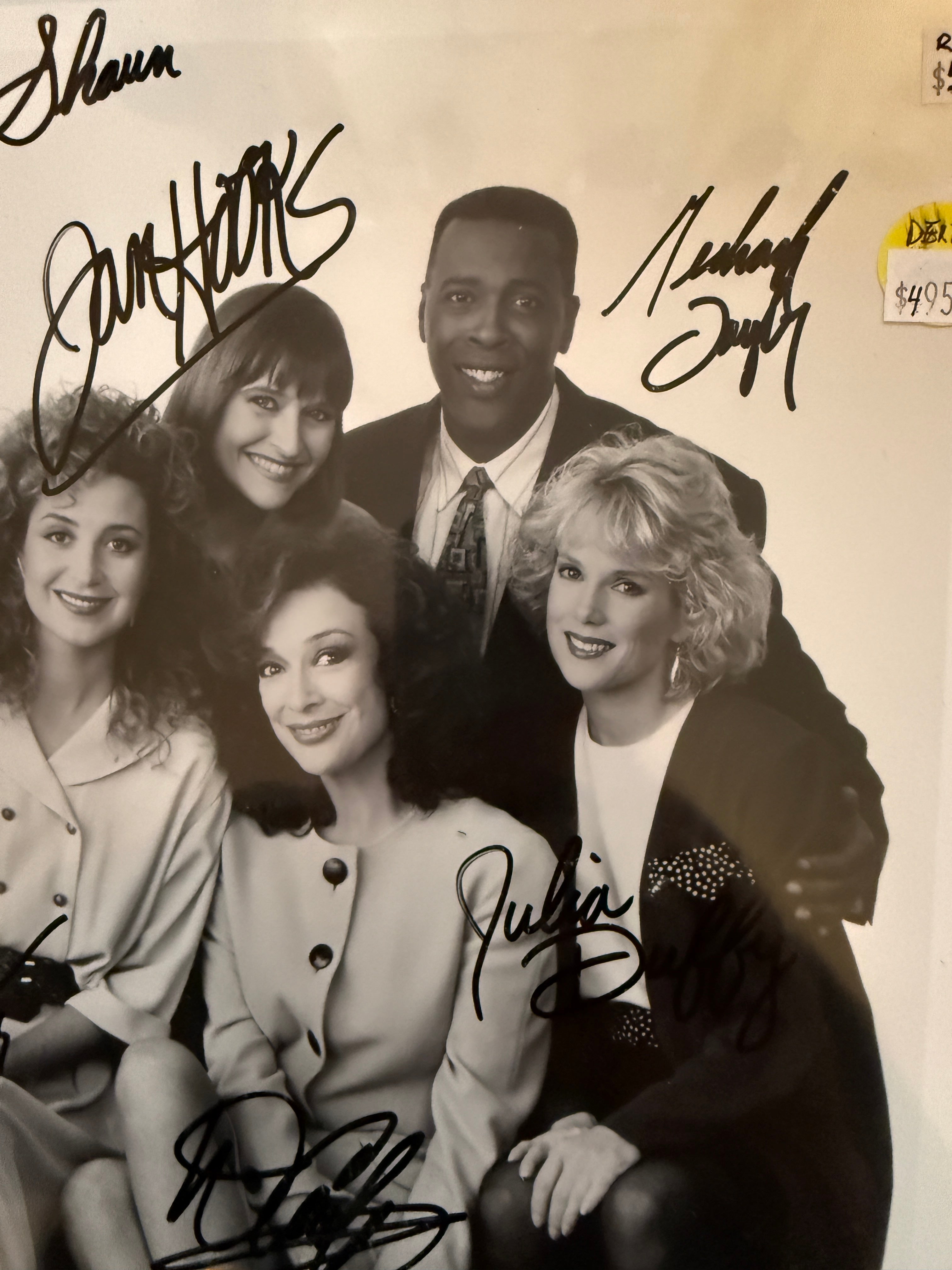 Designing women TV show rare multi cast autograph signed photo with COA plus original studio episode taping ticket