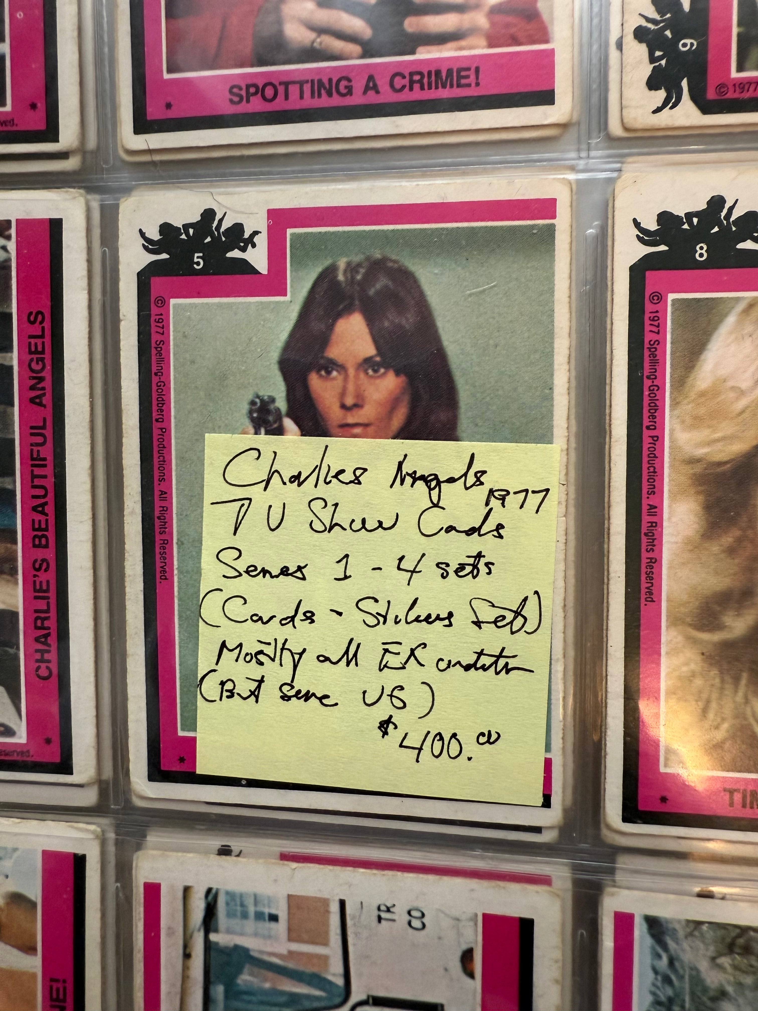Charlie’s Angels TV series cards sets. 4 sets with stickers. 1-4 series all rarer Canadian opc 1977