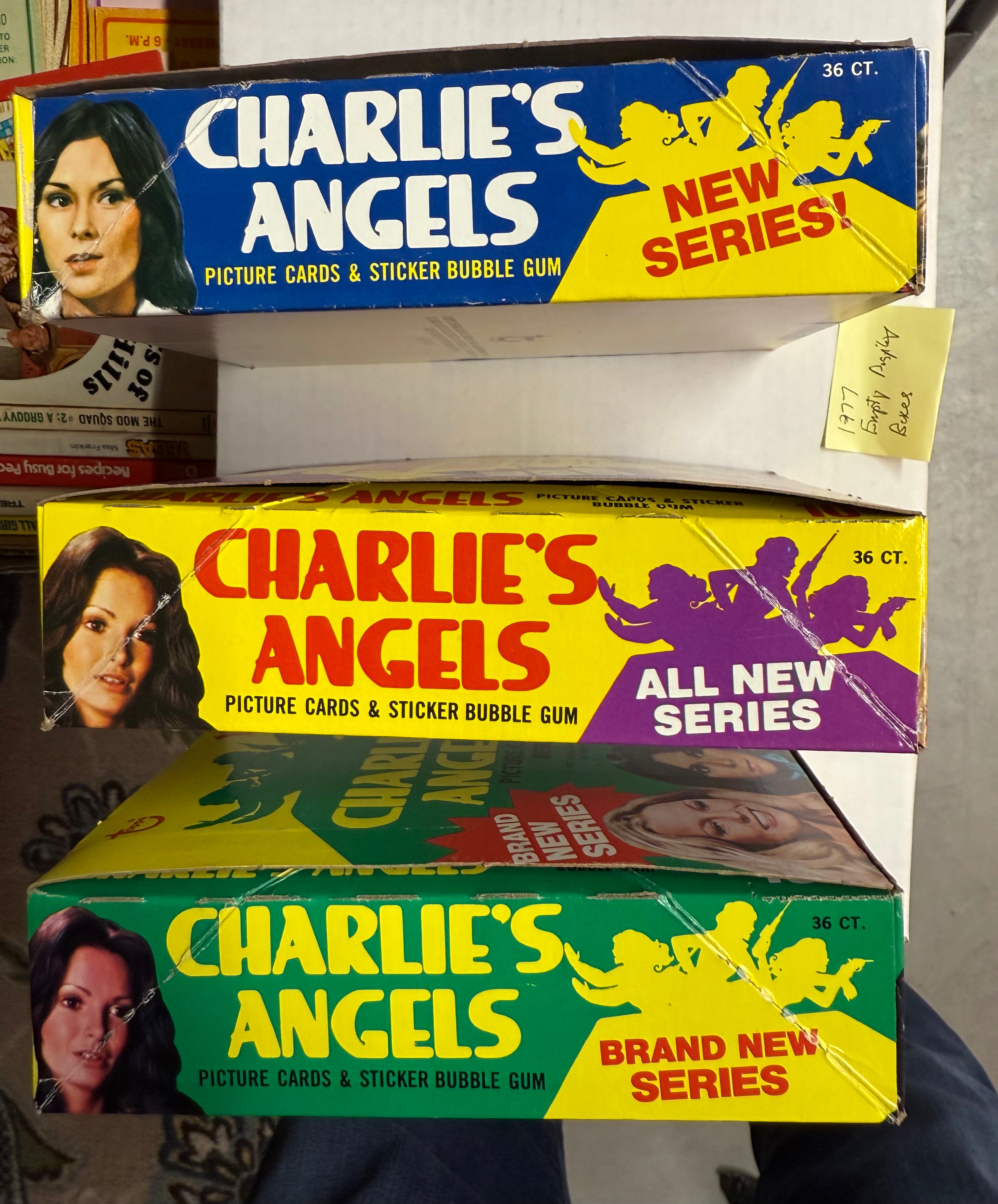 Charlie’s Angels TV show three display card boxes 1977