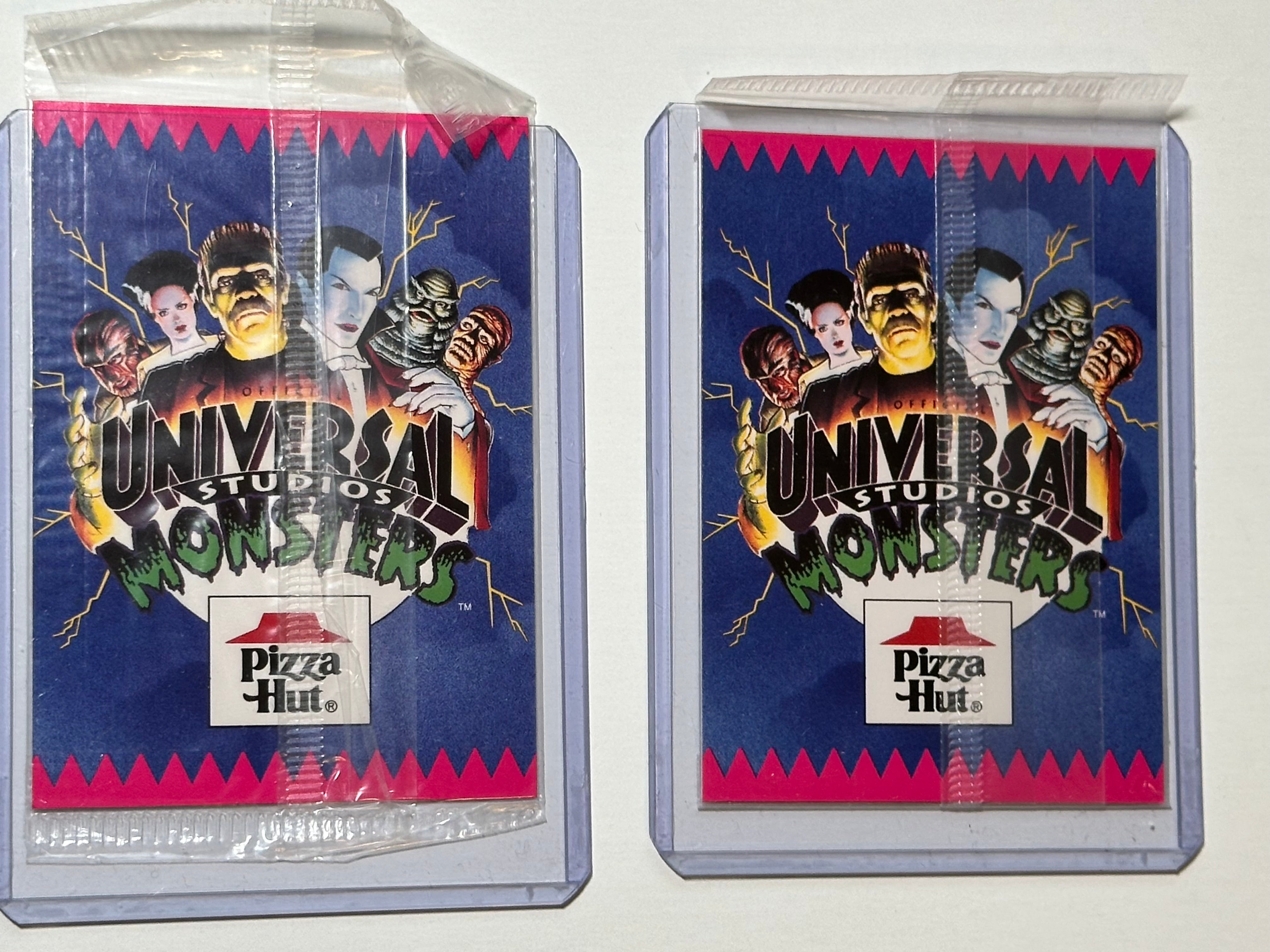 Universal Monsters Horror two holograms Pizza Hut rare sealed in packs cards