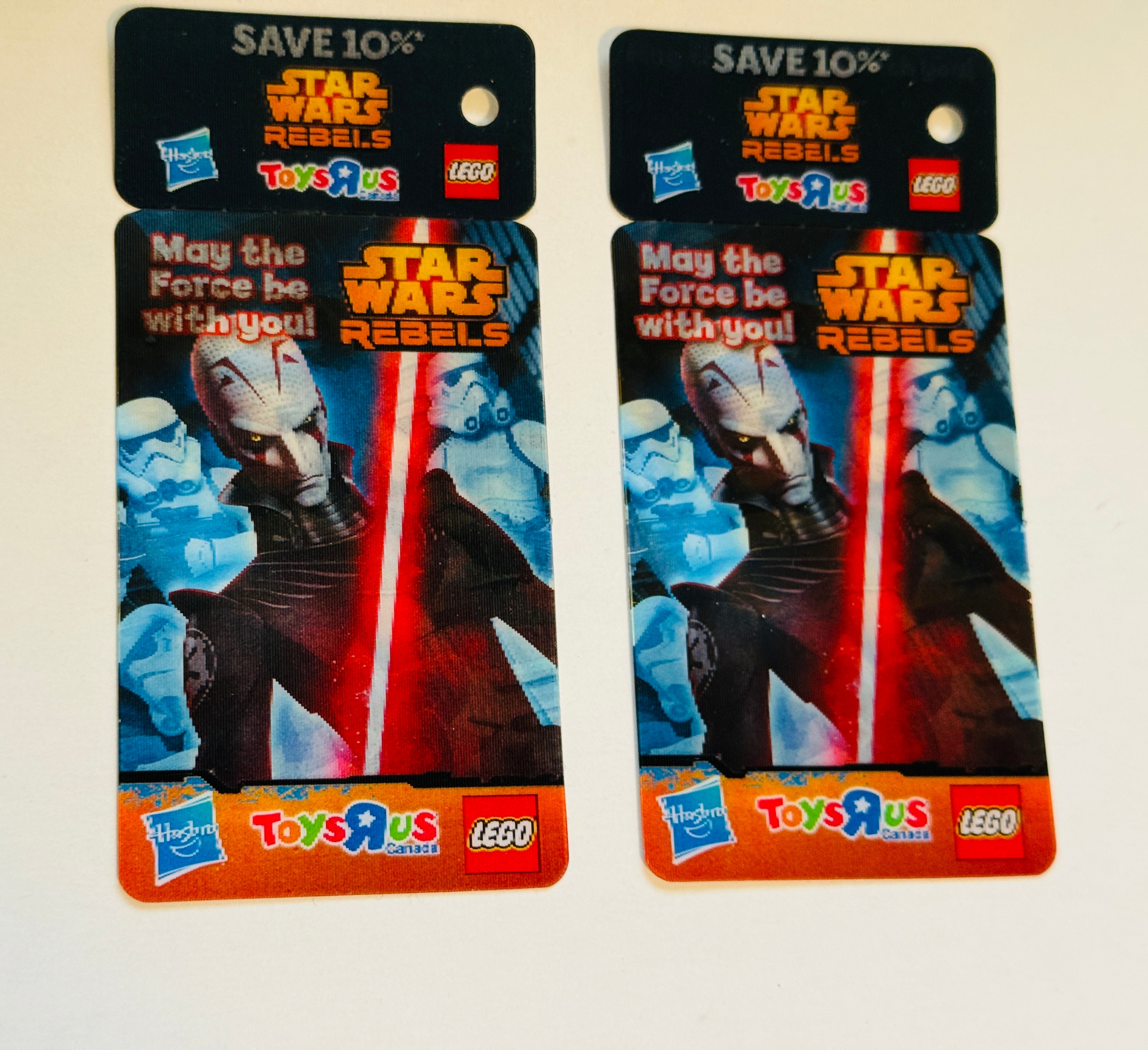 Star Wars lenticular two Cards rare lot deal toys r us promos