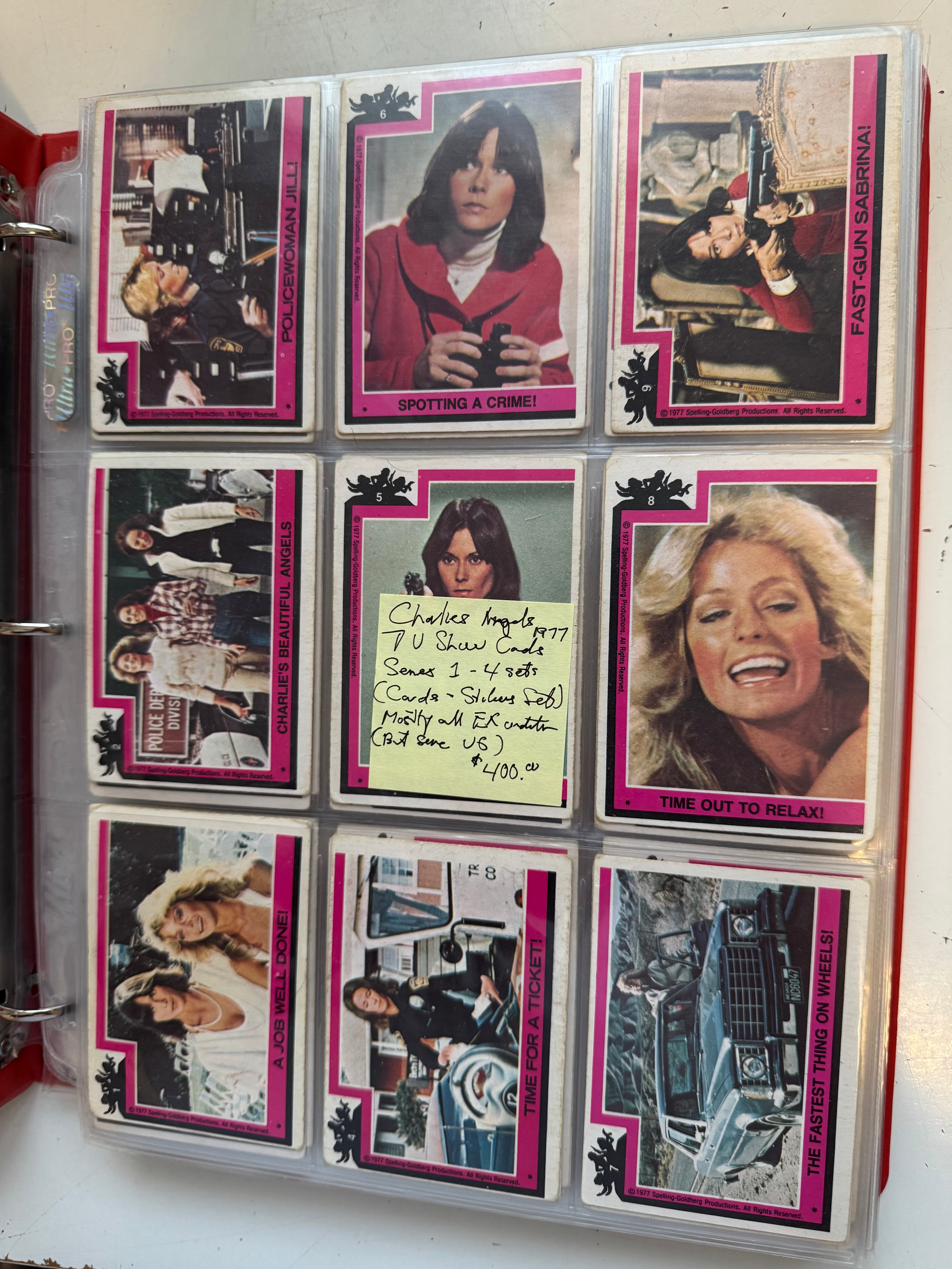 Charlie’s Angels TV series cards sets. 4 sets with stickers. 1-4 series all rarer Canadian opc 1977