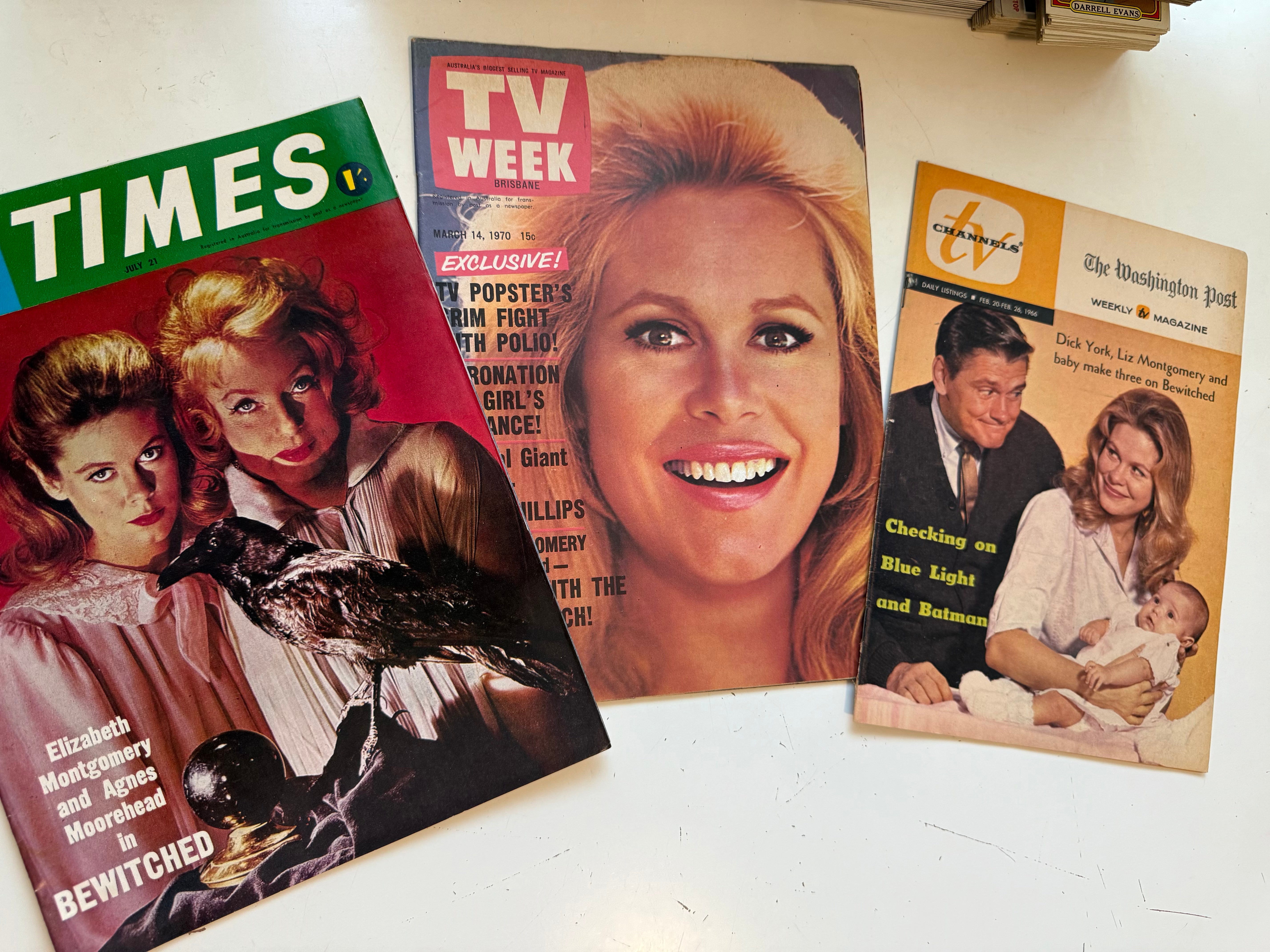 Bewitched TV show 3 vintage Tv guides lot deal 1960s-70s
