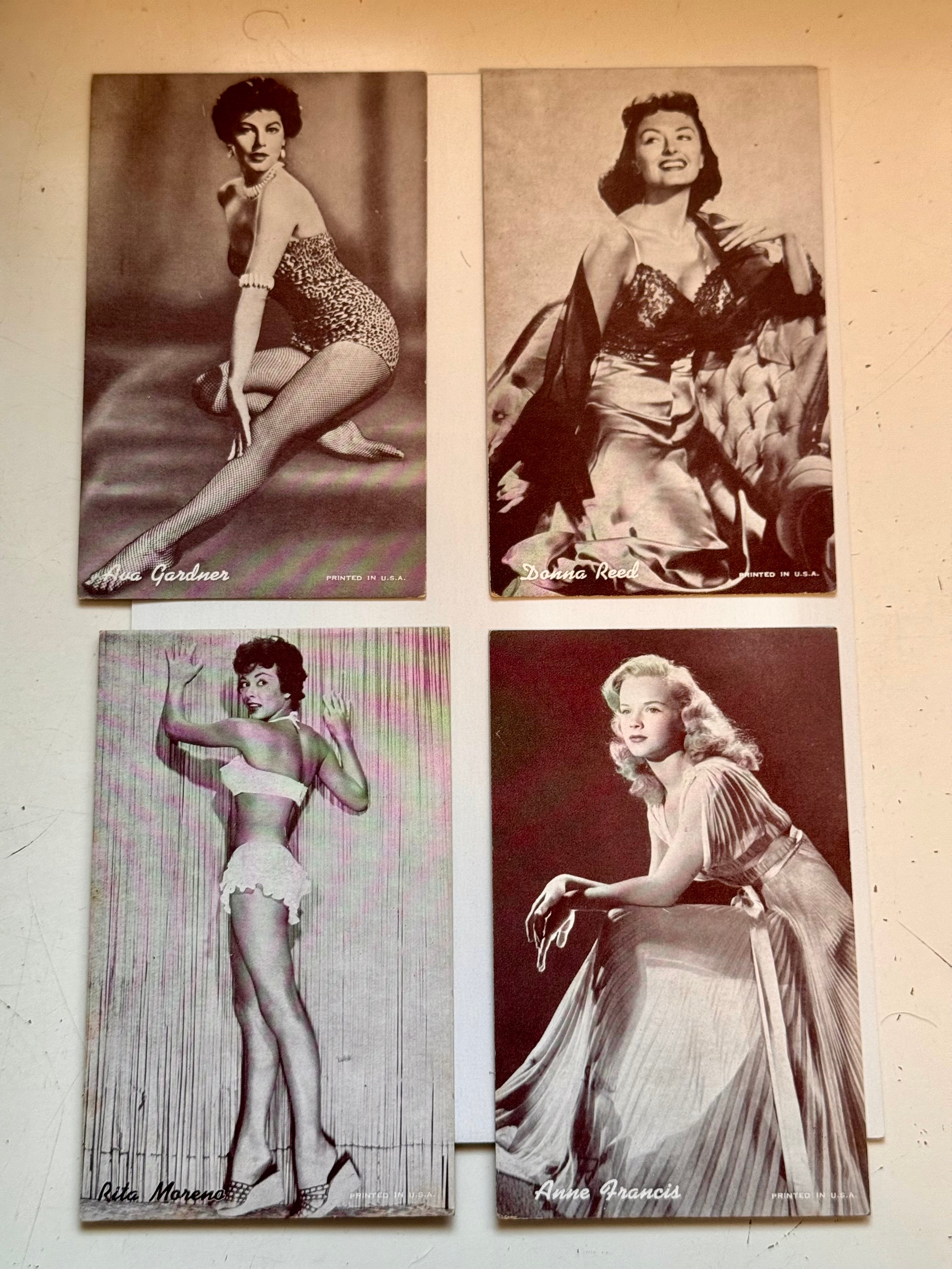 Hollywood Stars 4 rare exhibit photo cards lot deal 1962