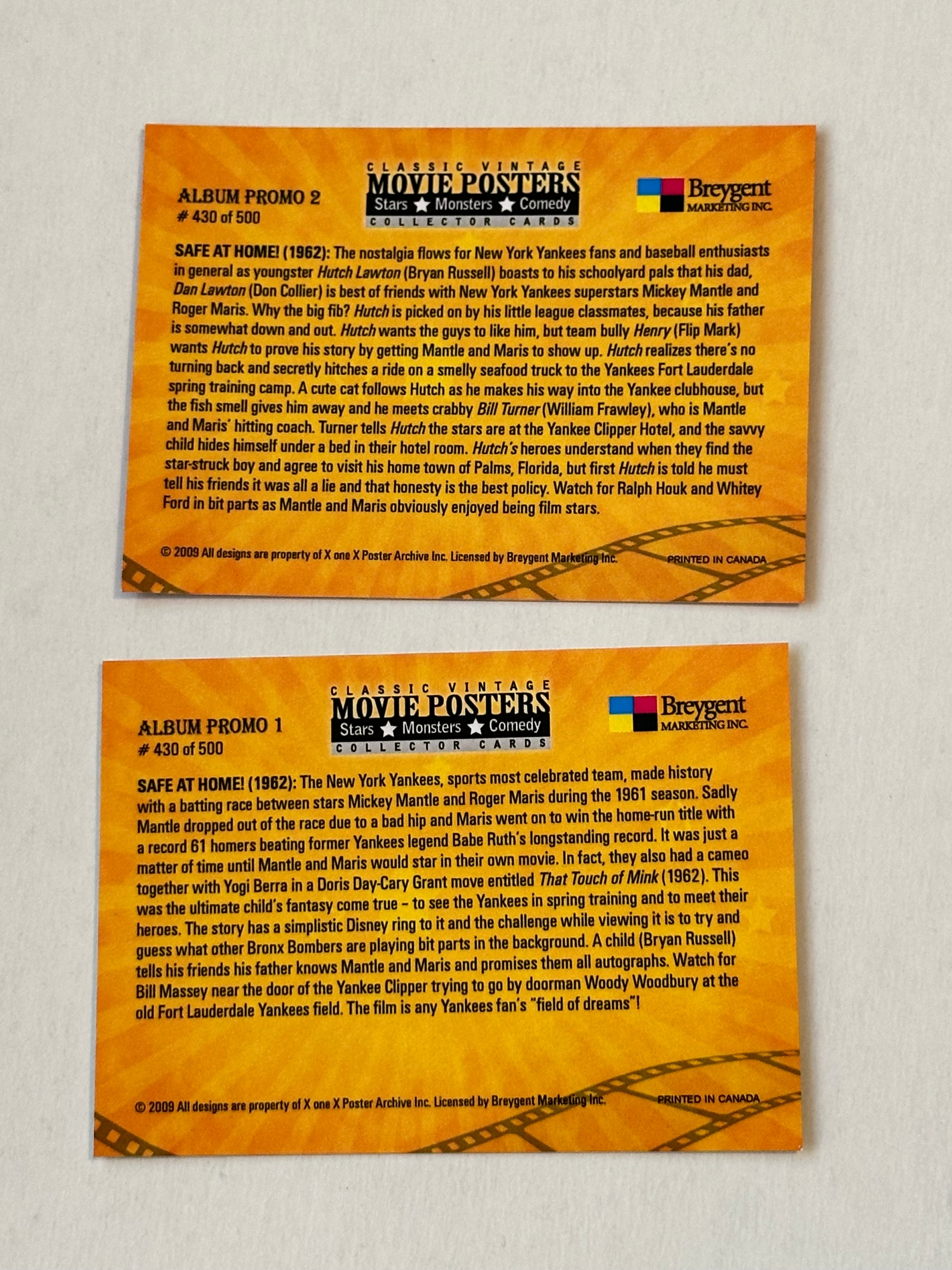 Mickey Mantle movie posters insert cards 2009