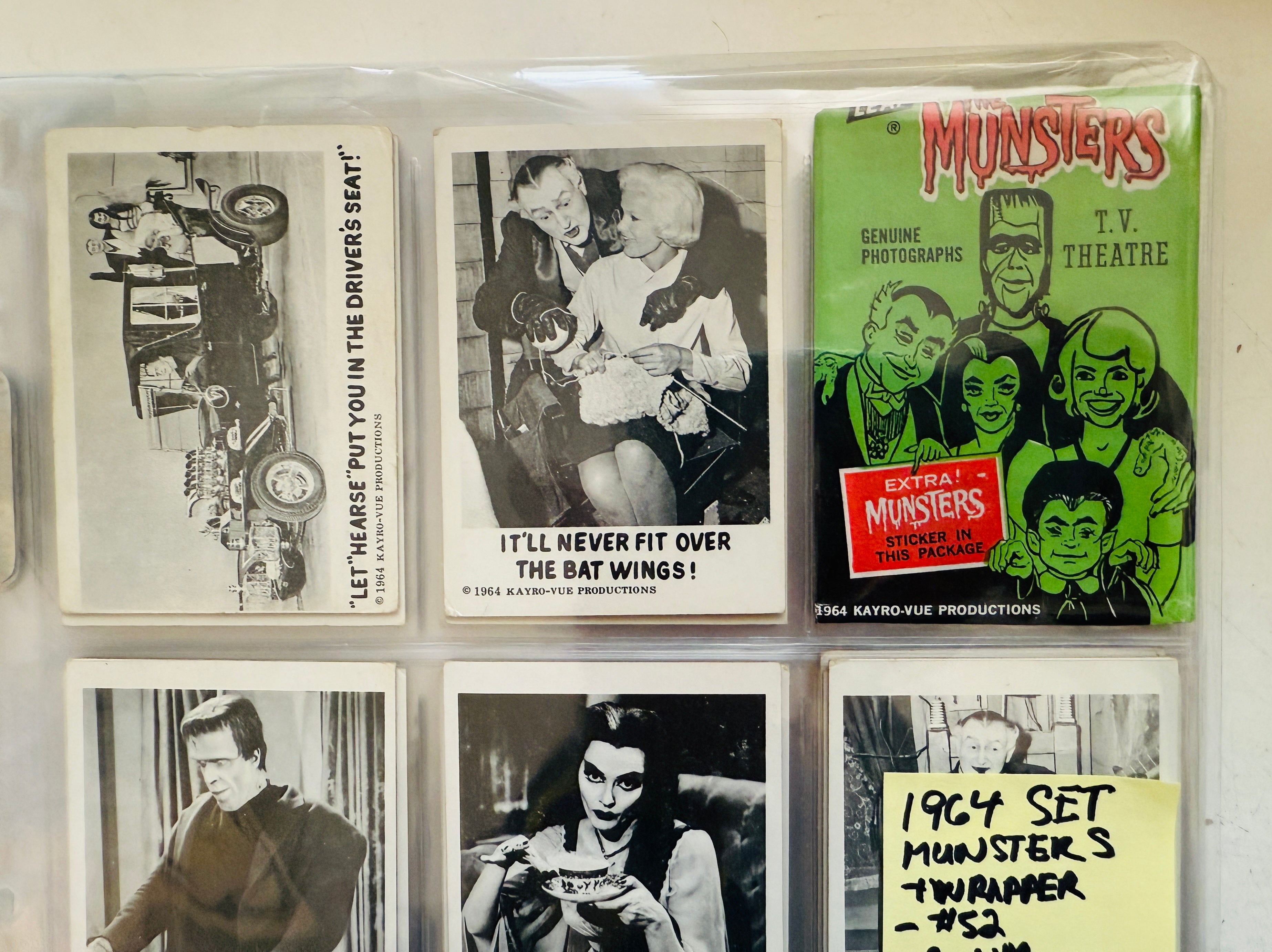The Munsters Television series rare vintage card set in pages with wrapper 1964
