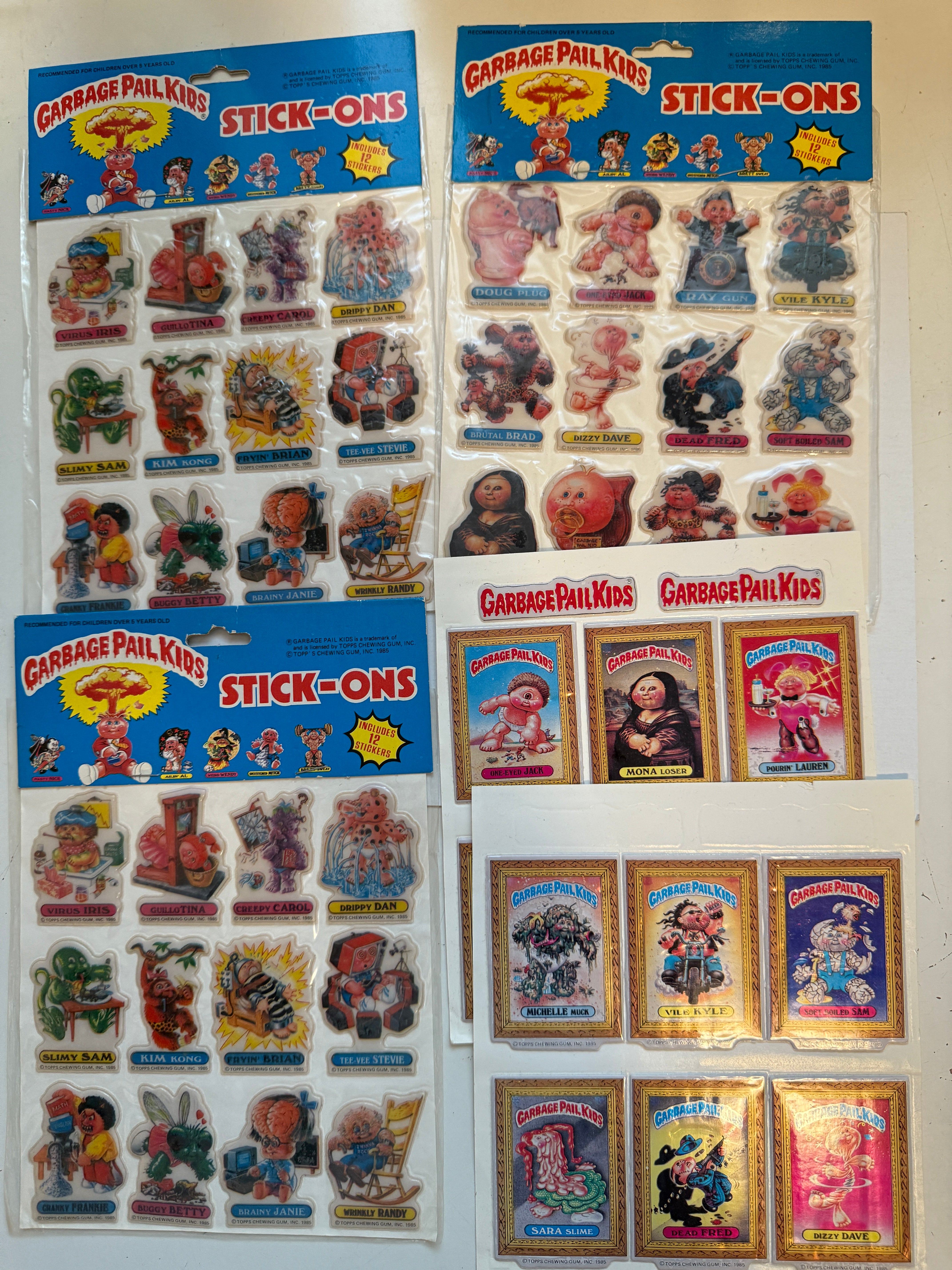 Garbage pail kids rare five stick on packs 1985 lot deal