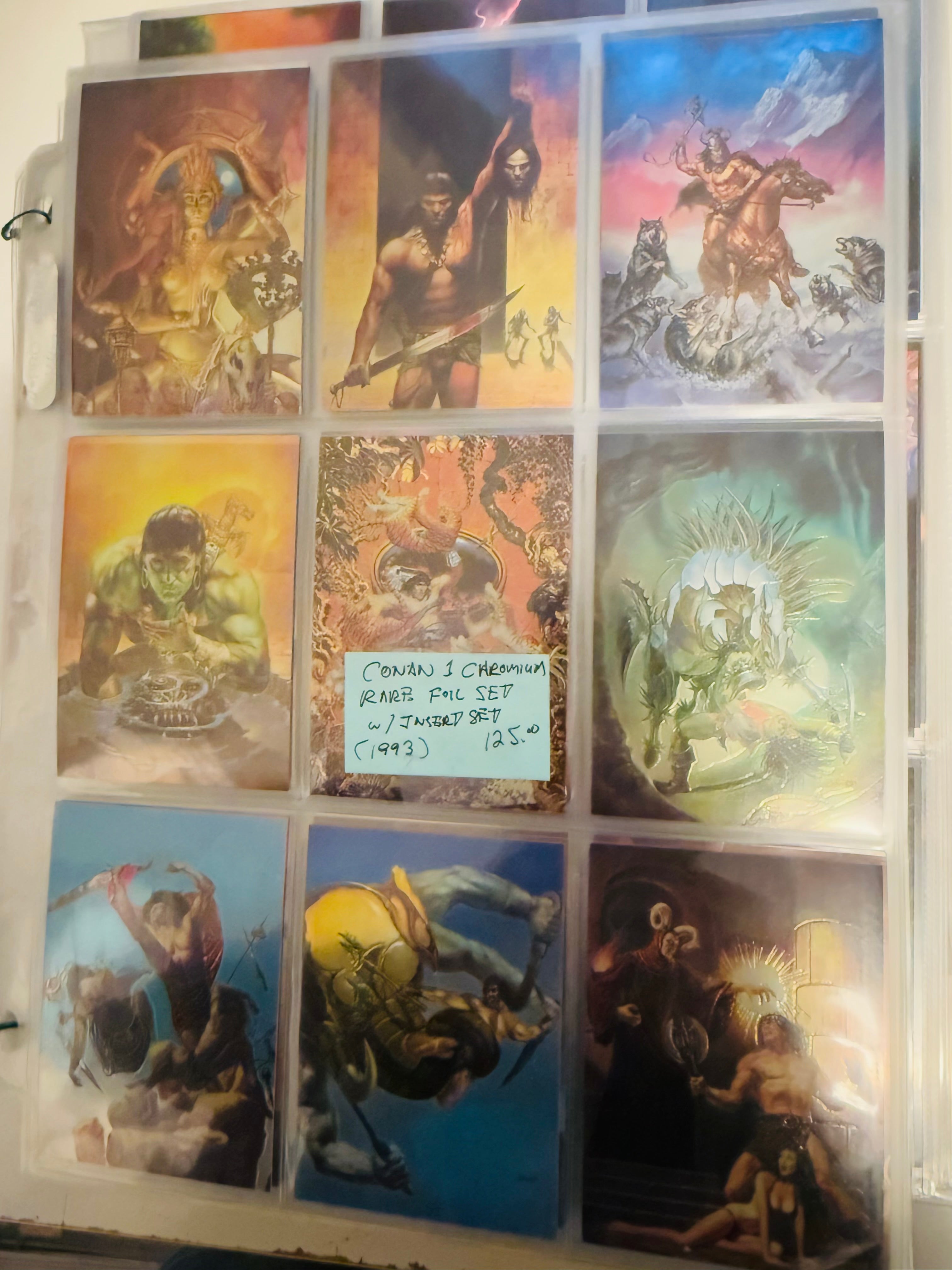 Conan series 1 rare foil Chrome cards set in pages with insert cards set 1993