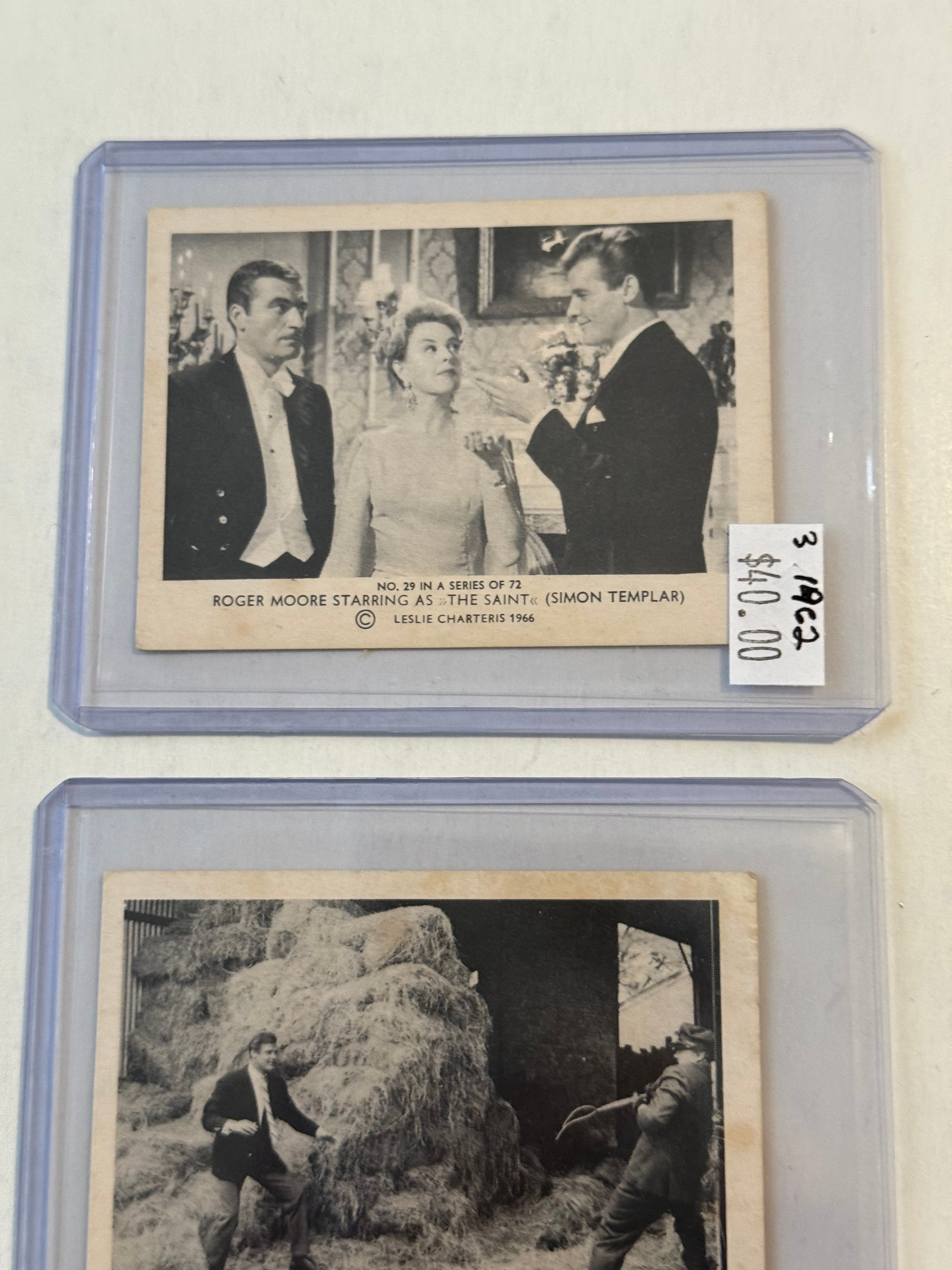 The Saint TV show 3 original British cards lot deal from 1962