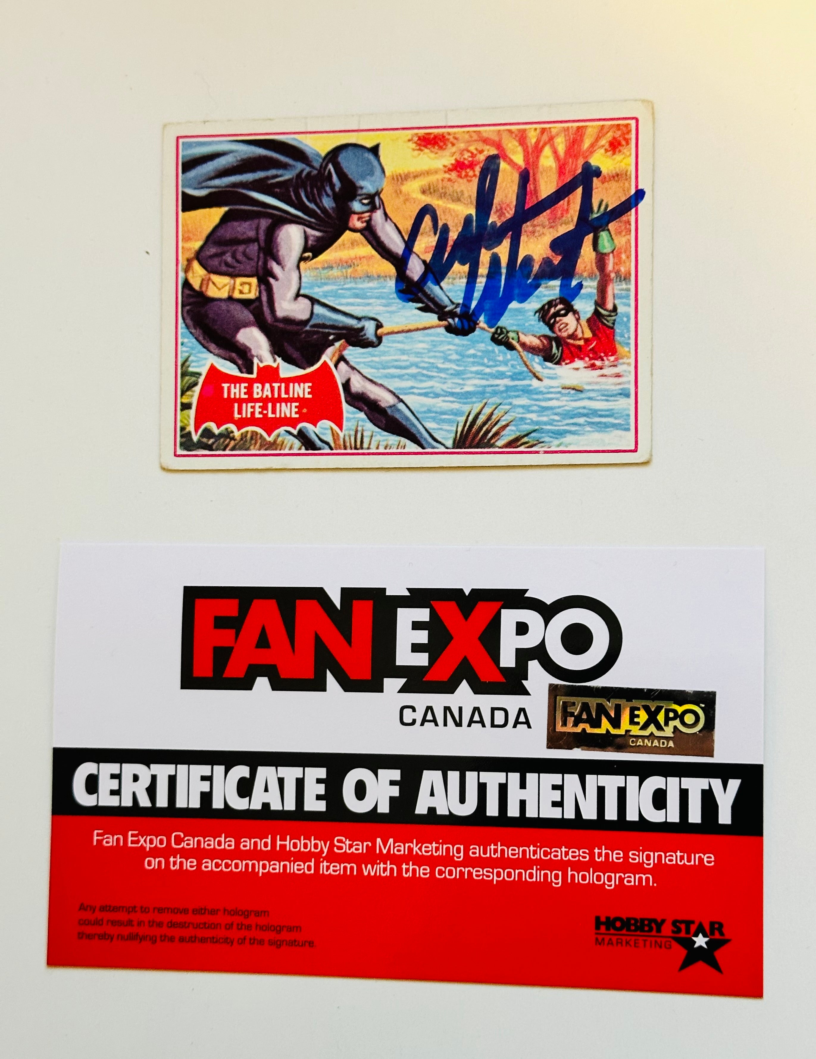 Batman Adam West original autograph in person card from 1966. Fanexpo certified!