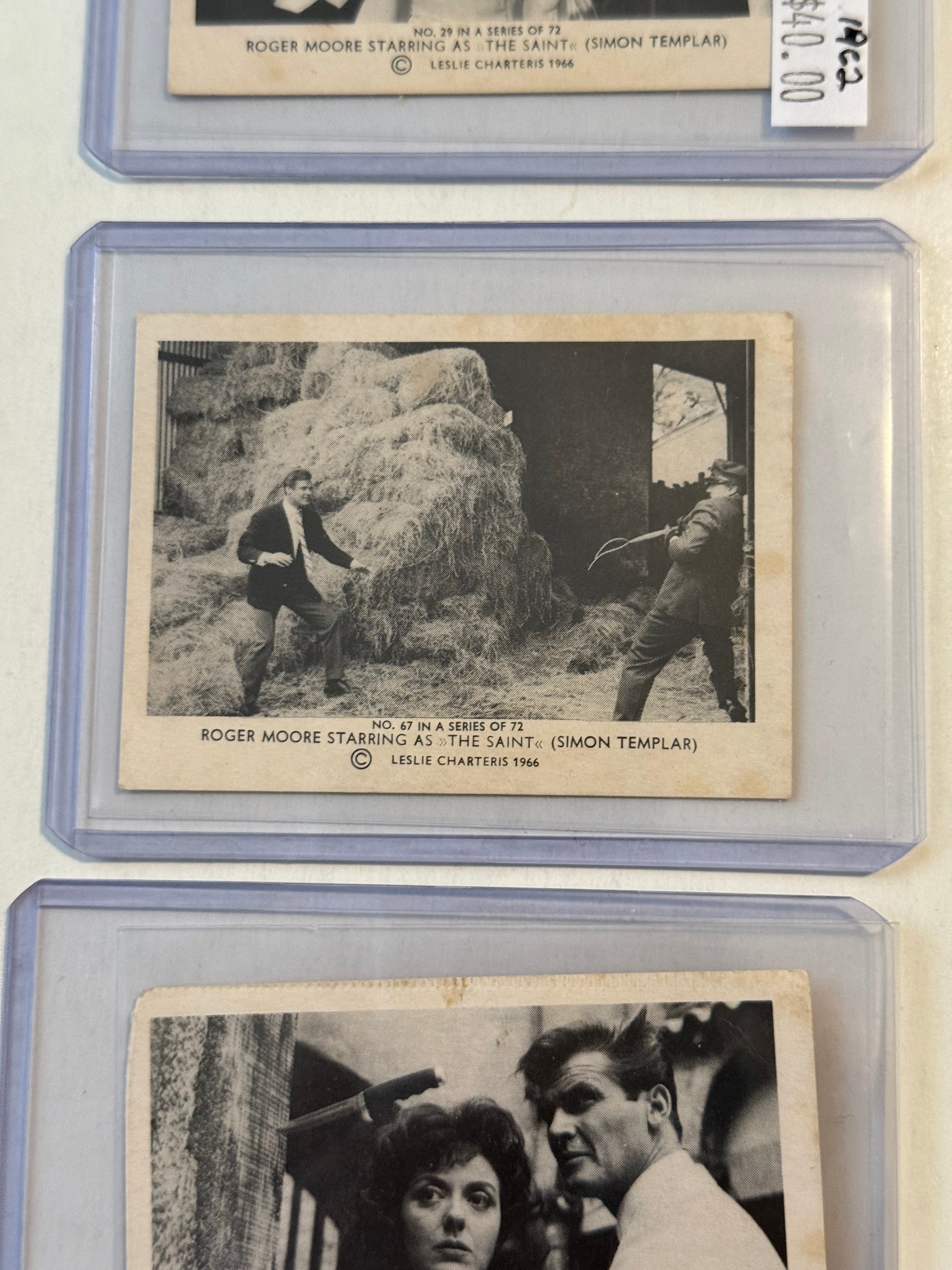 The Saint TV show 3 original British cards lot deal from 1962