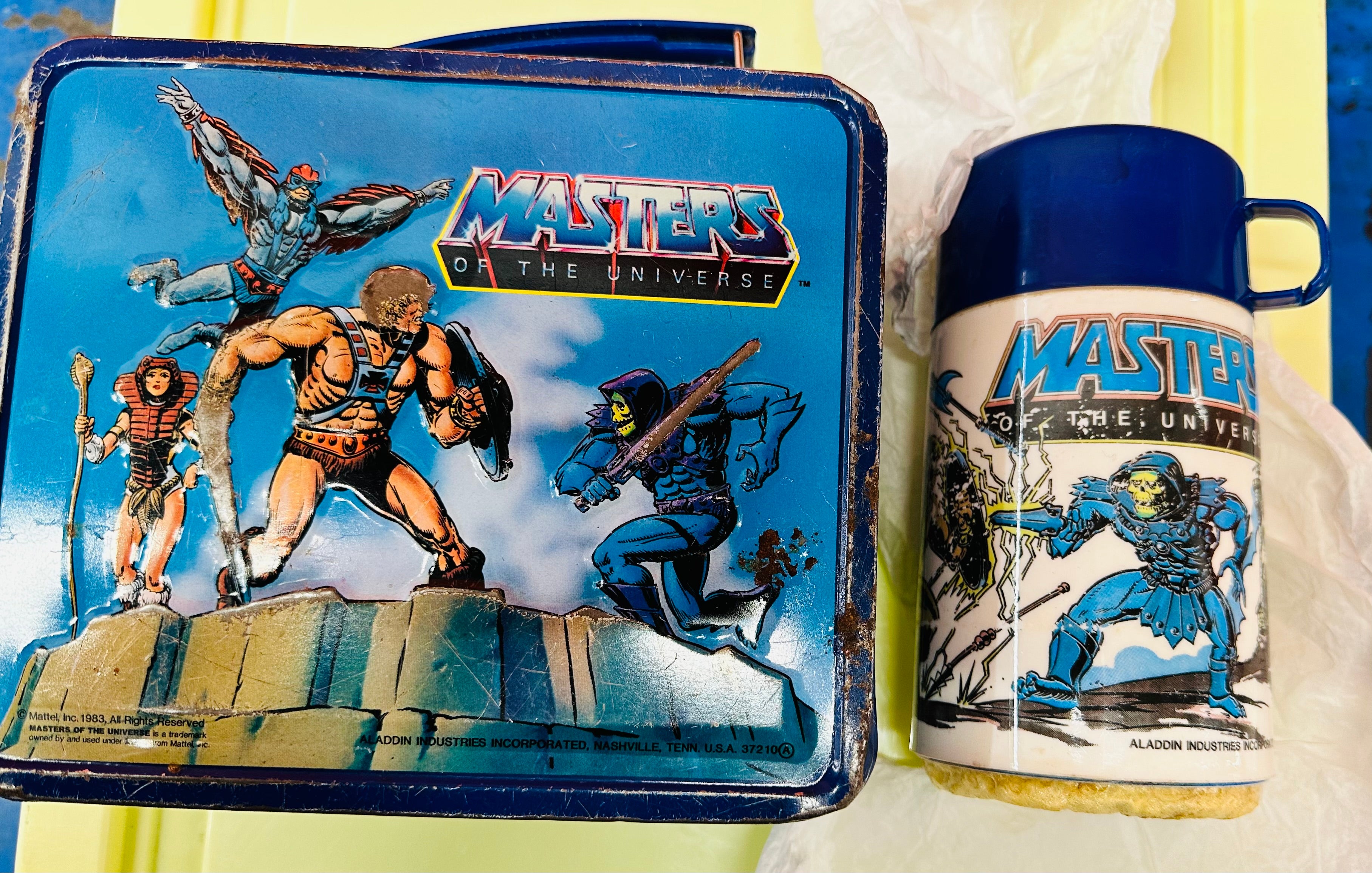 Masters of the universe, he-man vintage lunchbox and thermos 1983
