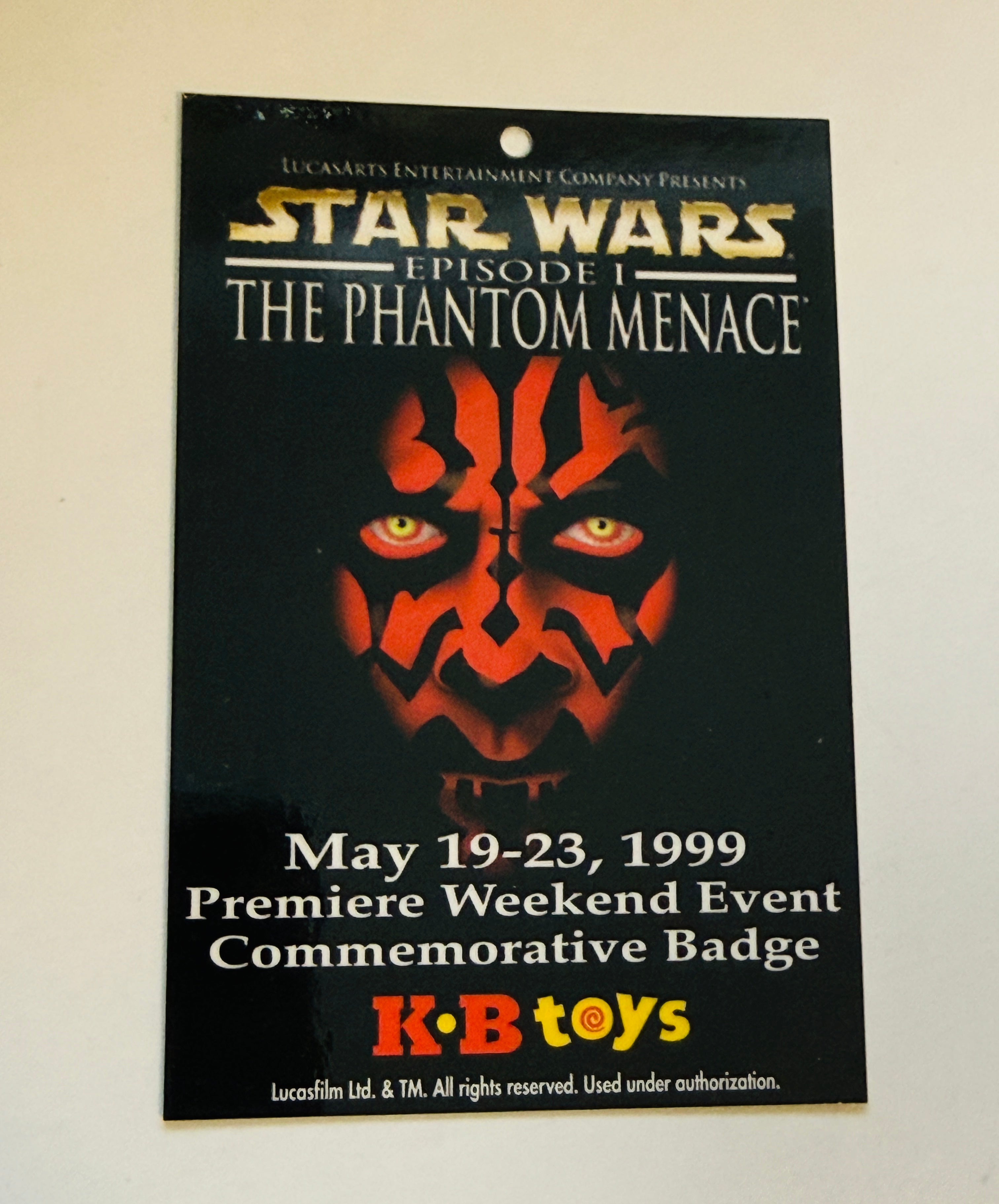 Star Wars Darth Maul KB toys limited issued card 1999