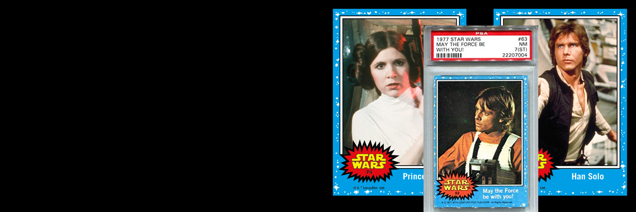 Star Wars Cards featuring Luke Skywalker, Princess Leia, and Han Solo