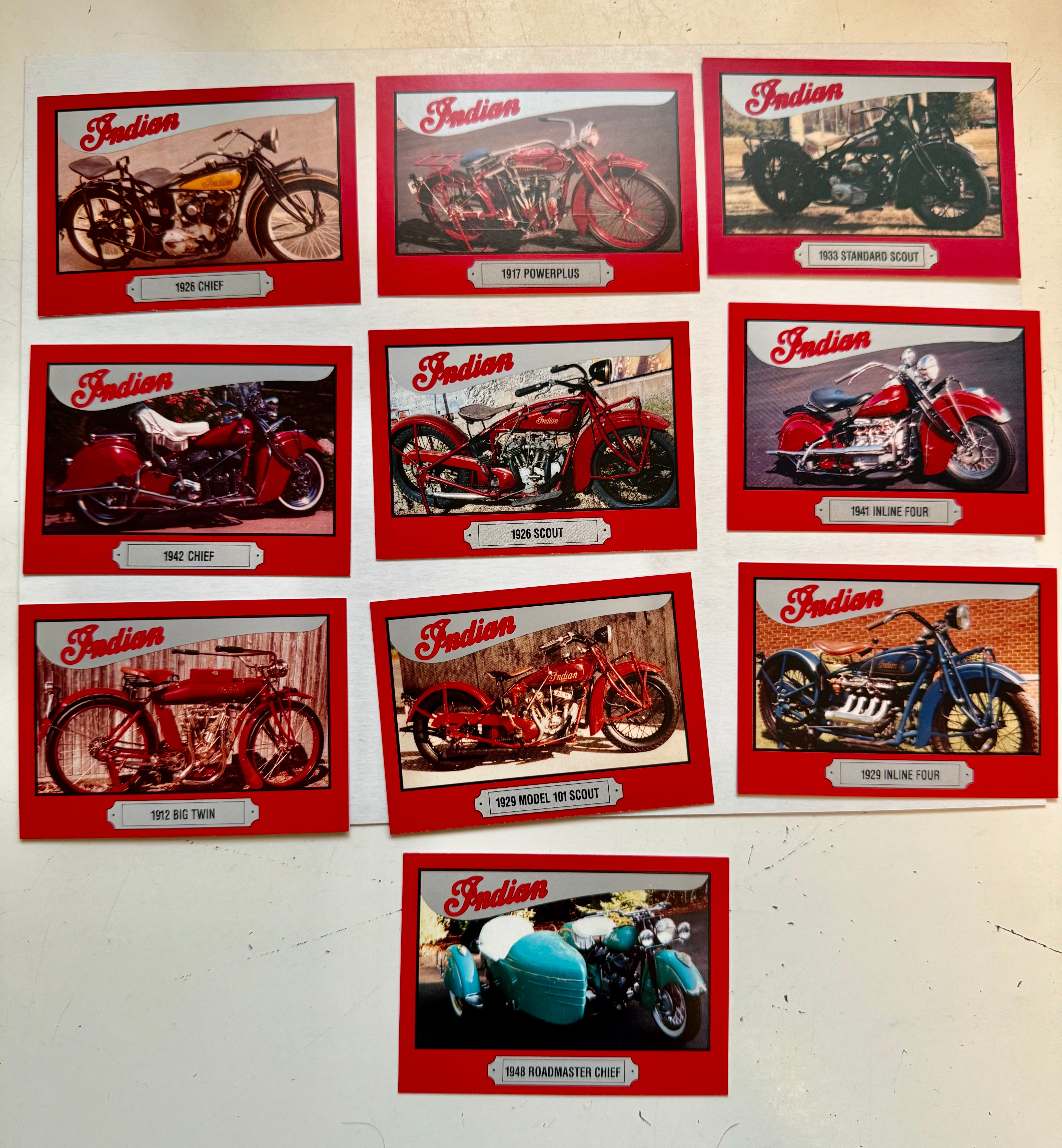 Indian motorcycle vintage 10 cards set 1992