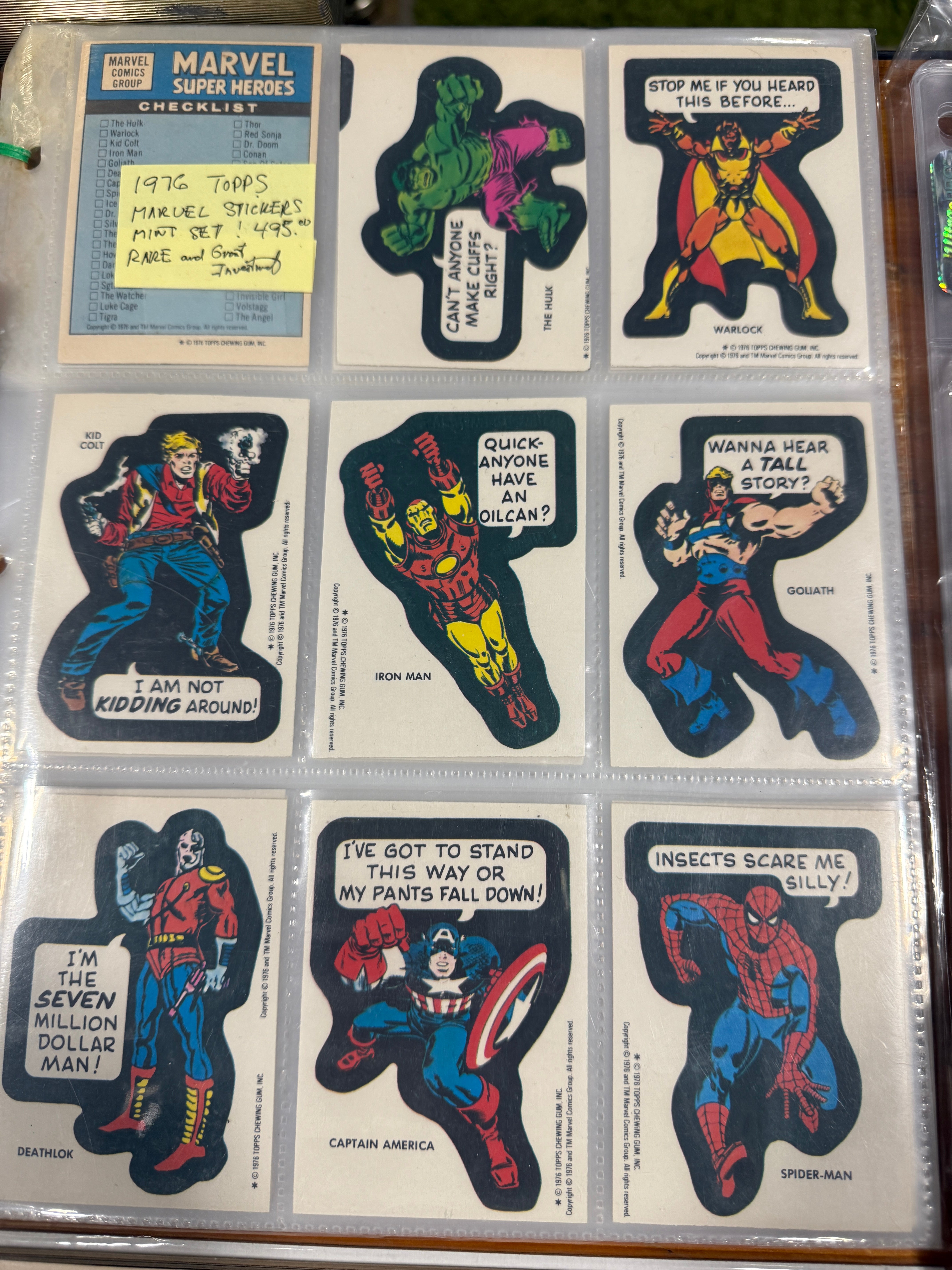 Marvel stickers in high grade condition, Nm-mint set from 1976.