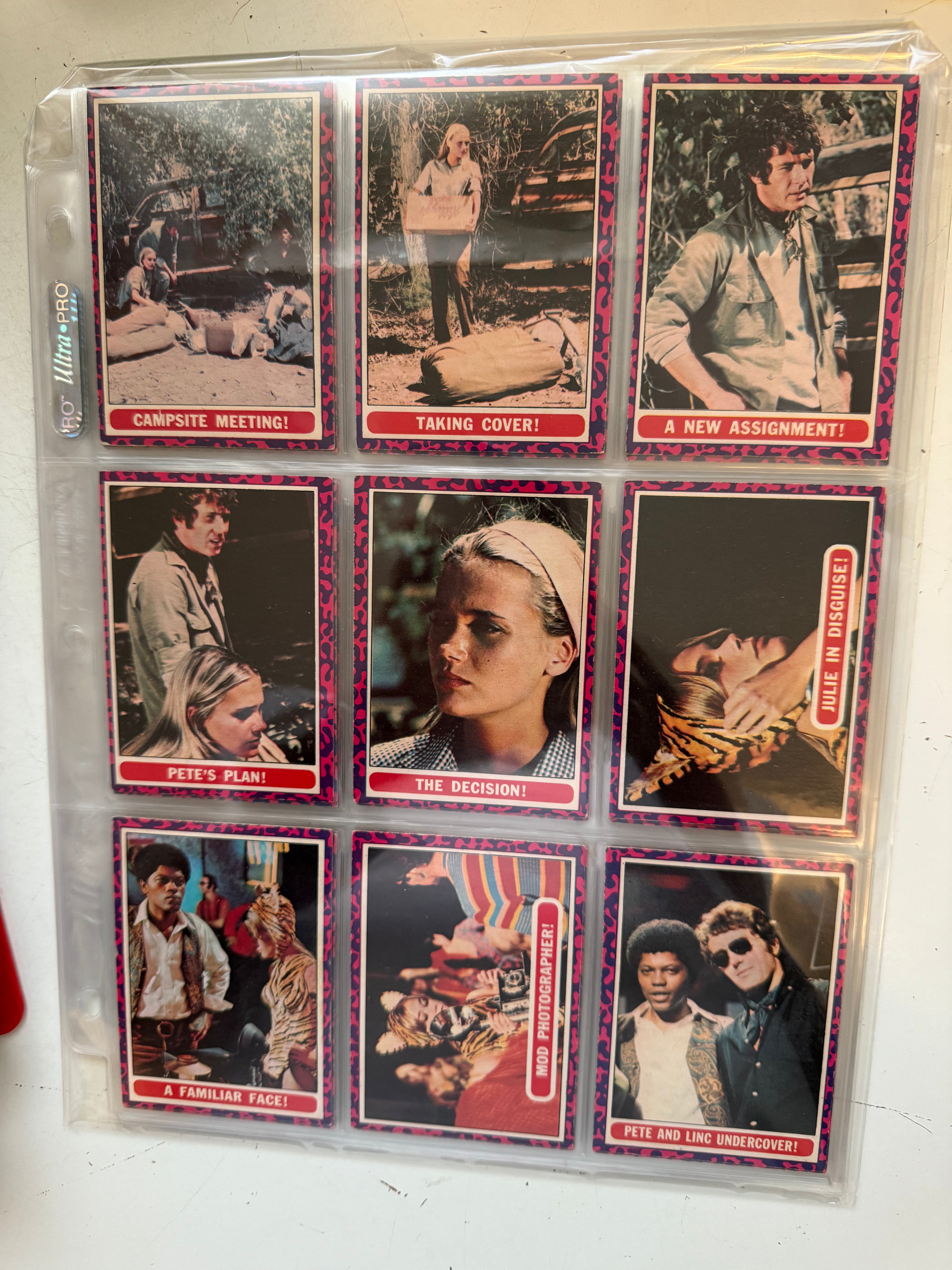 Mod Squad TV show Opc Canadian version cards set in pages 1968