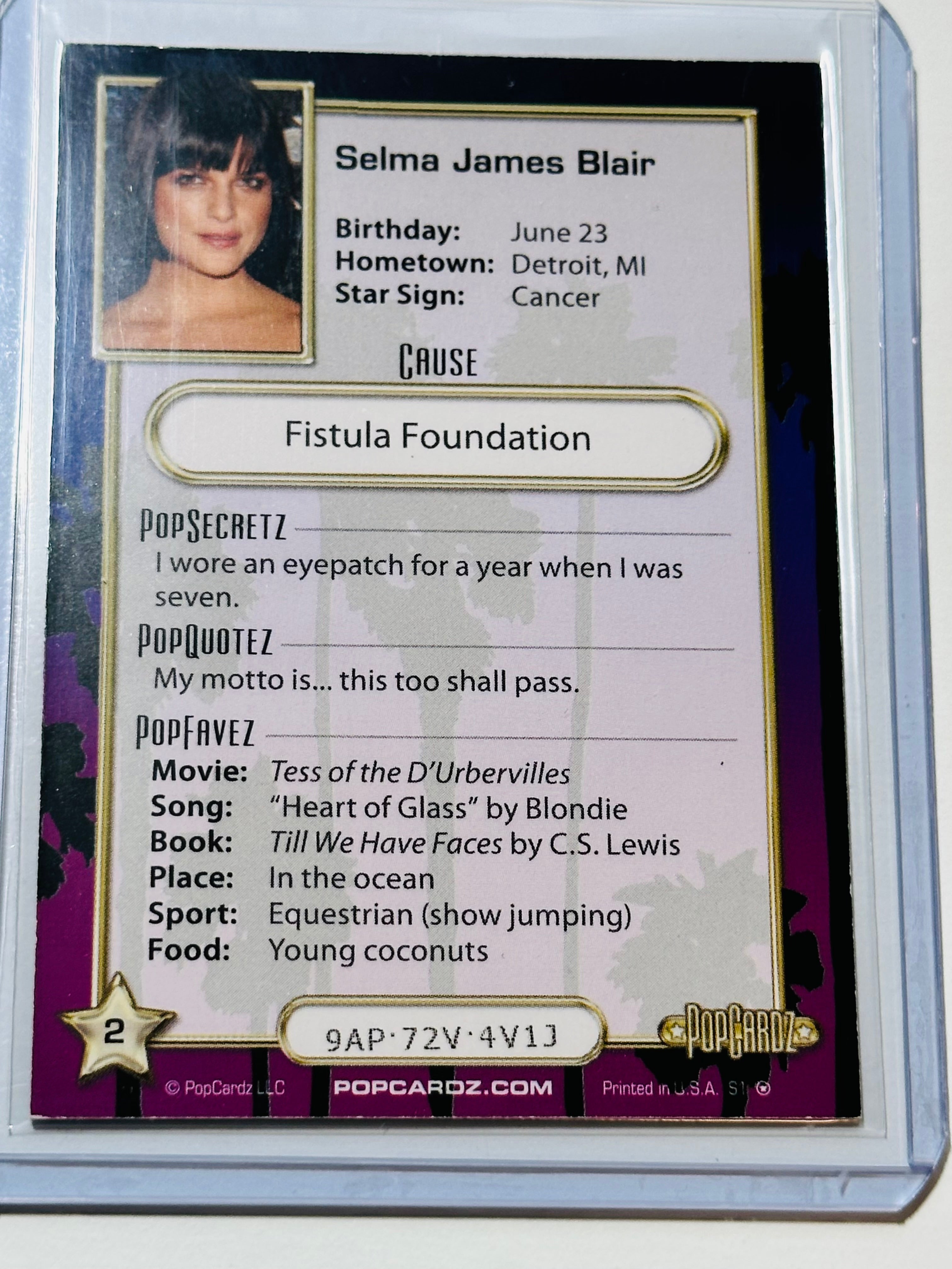 Selma Blair movie actress memorabilia insert card