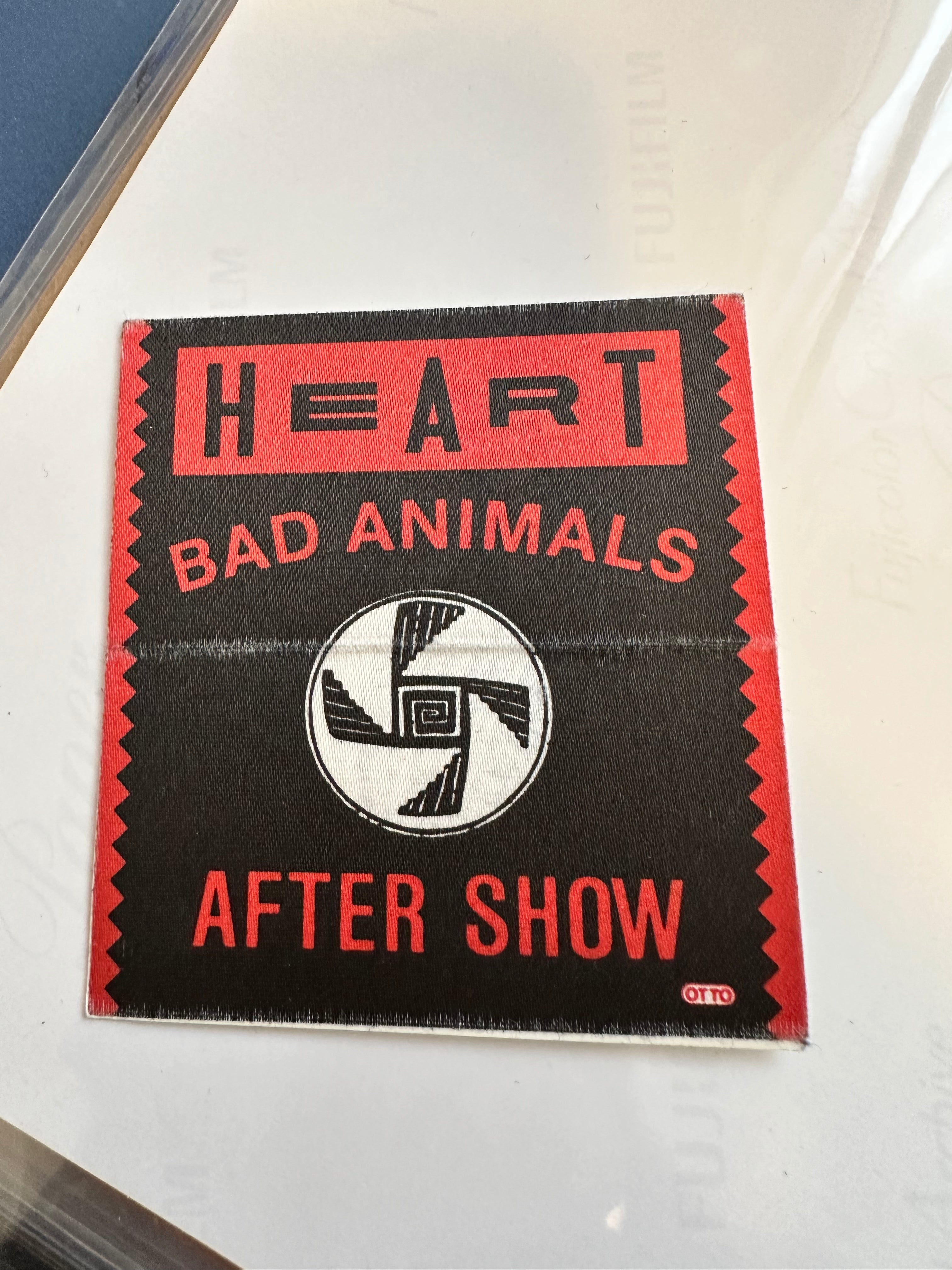 Heart, bad animals tour backstage pass