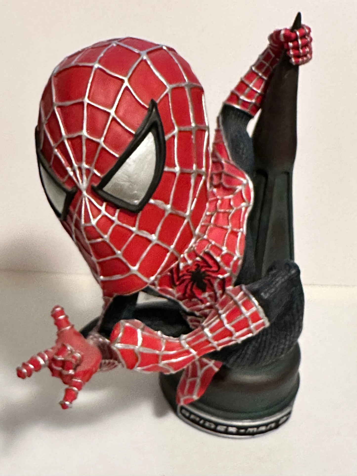 Spider-Man bubblehead figure hang off tower