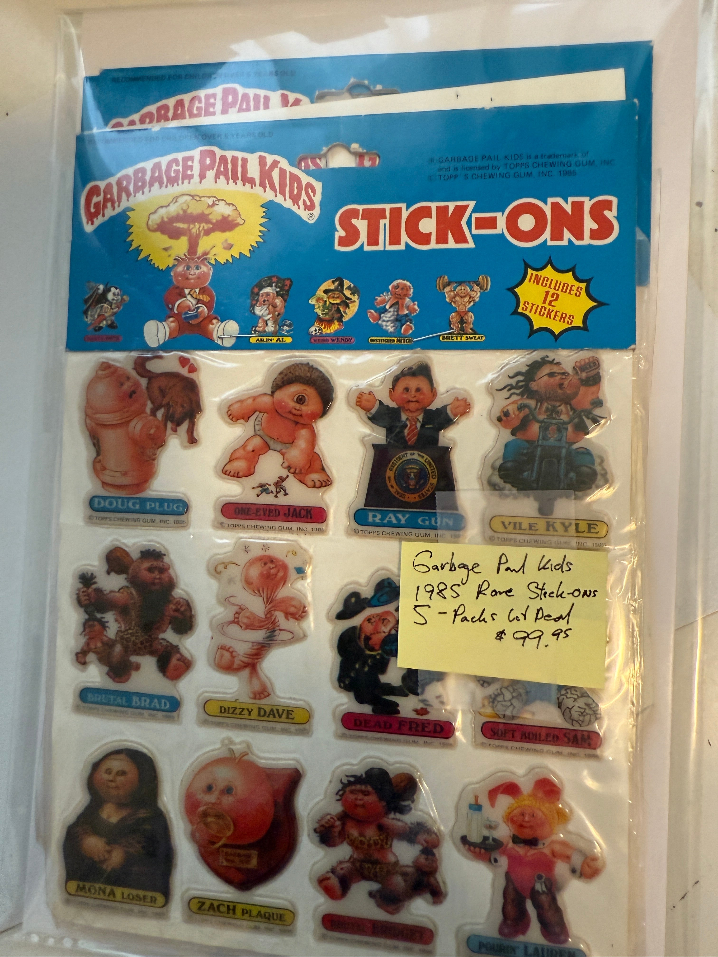 Garbage pail kids rare five stick on packs 1985 lot deal
