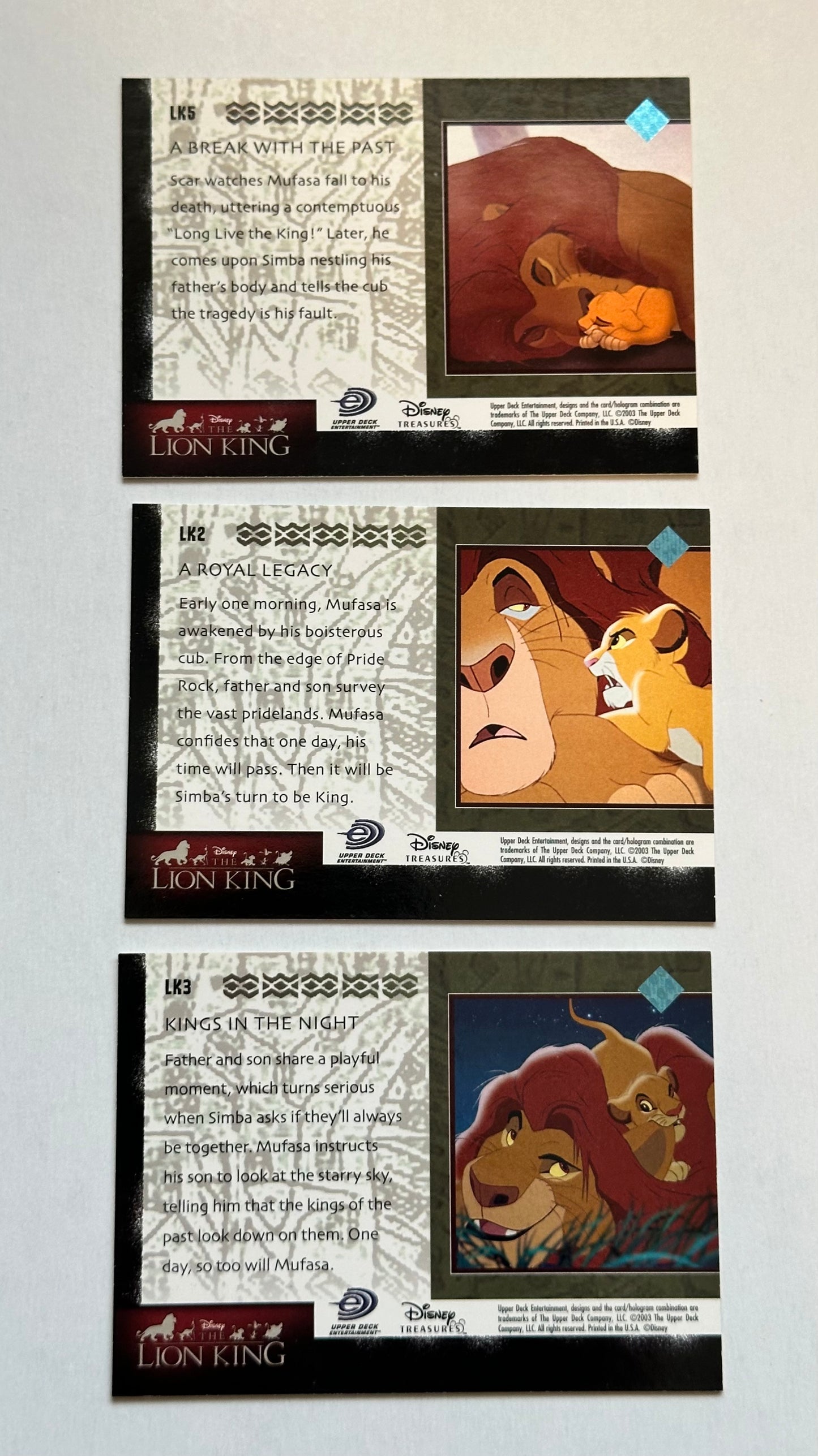 Disney Treasures Lion king 3 insert cards lot deal