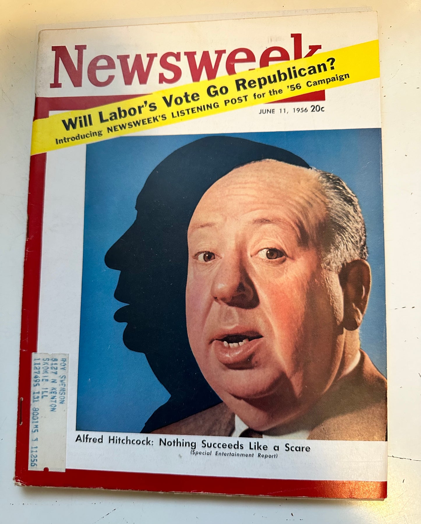 Alfred Hitchcock covering story and Newsweek magazine 1956